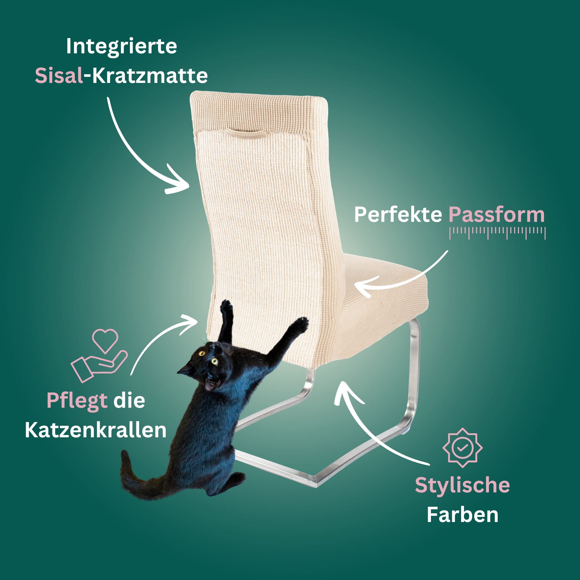 Premium Stuhlhusse mit integrierter Sisal Kratzmatte