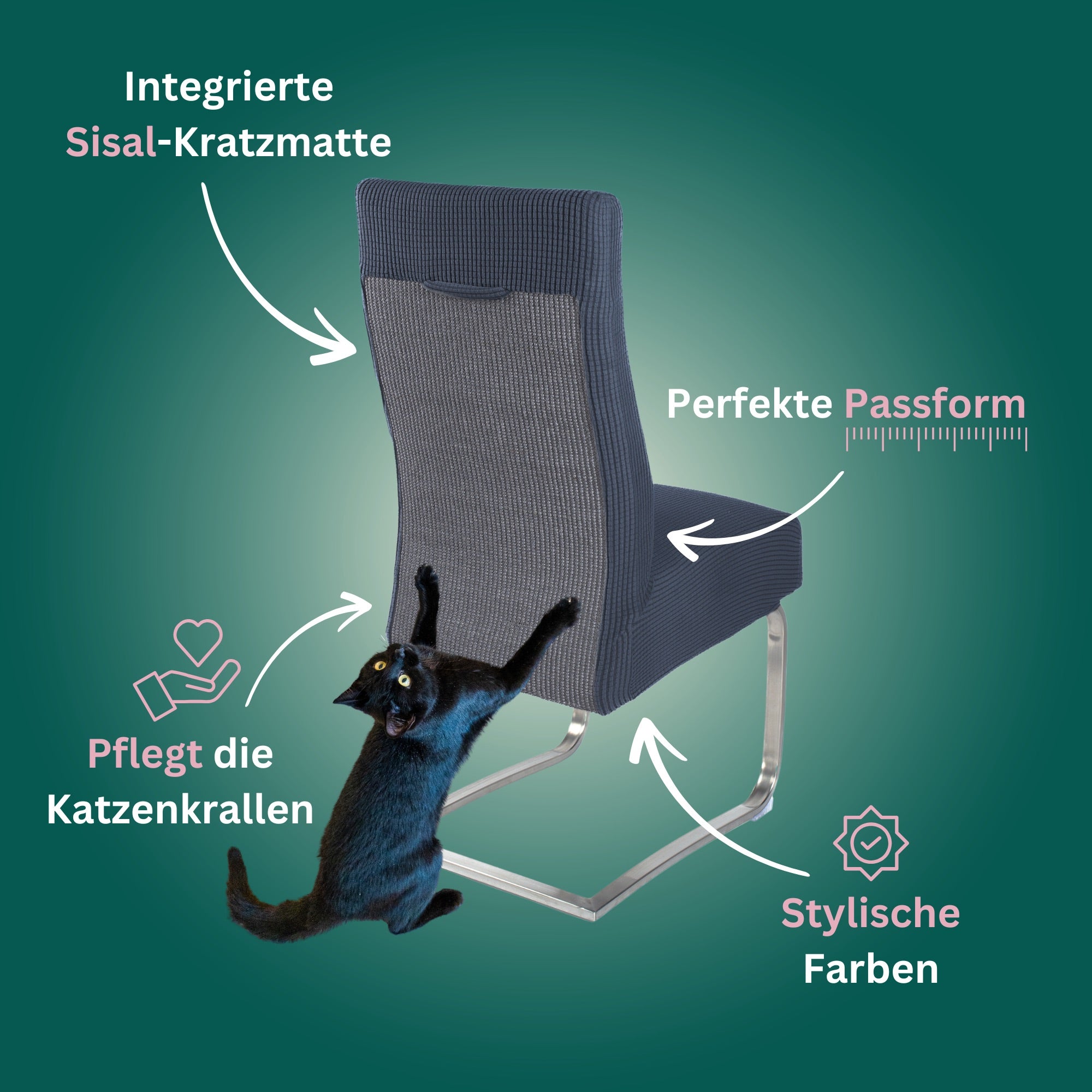 Premium Stuhlhusse mit integrierter Sisal Kratzmatte