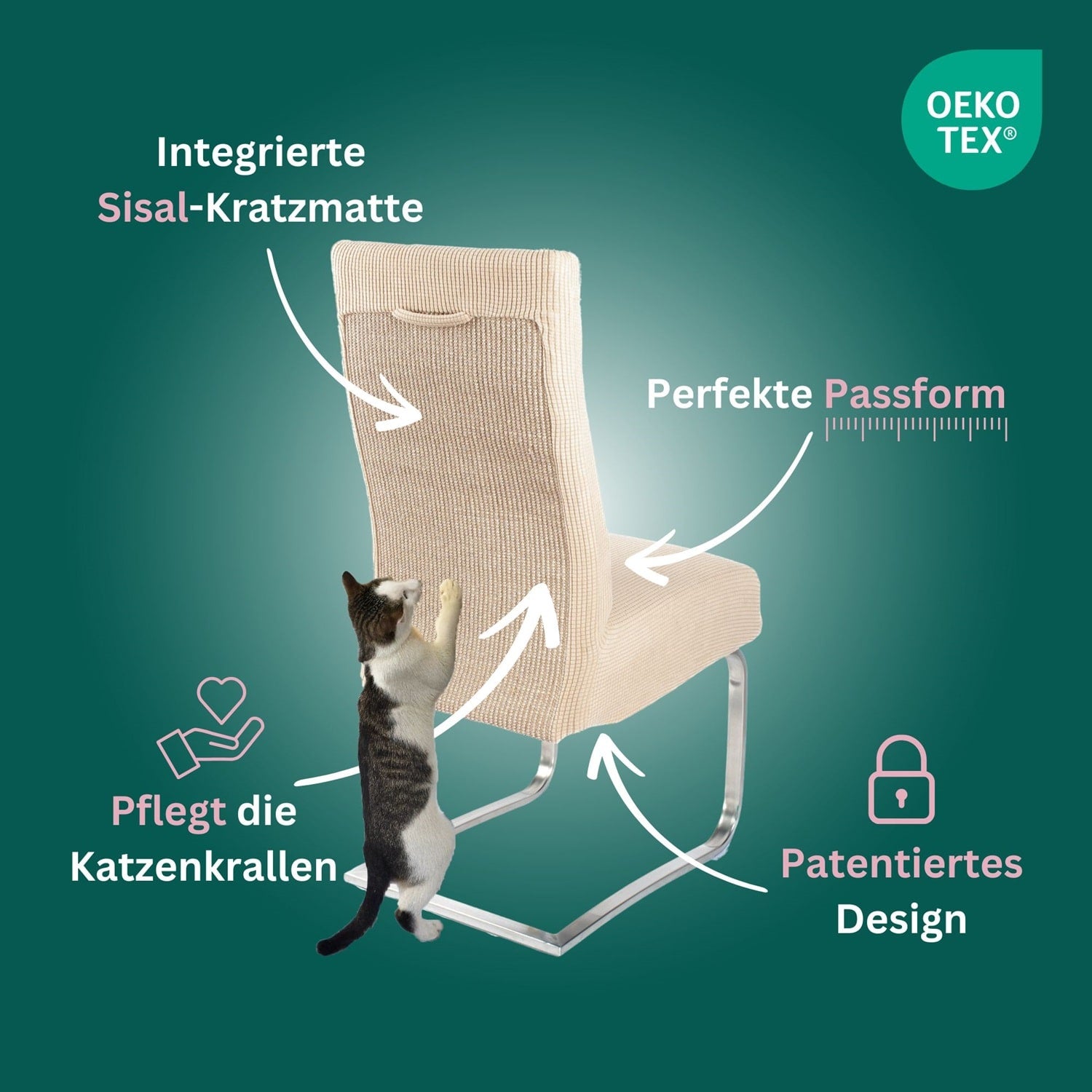 Premium Stuhlhusse mit integrierter Sisal Kratzmatte