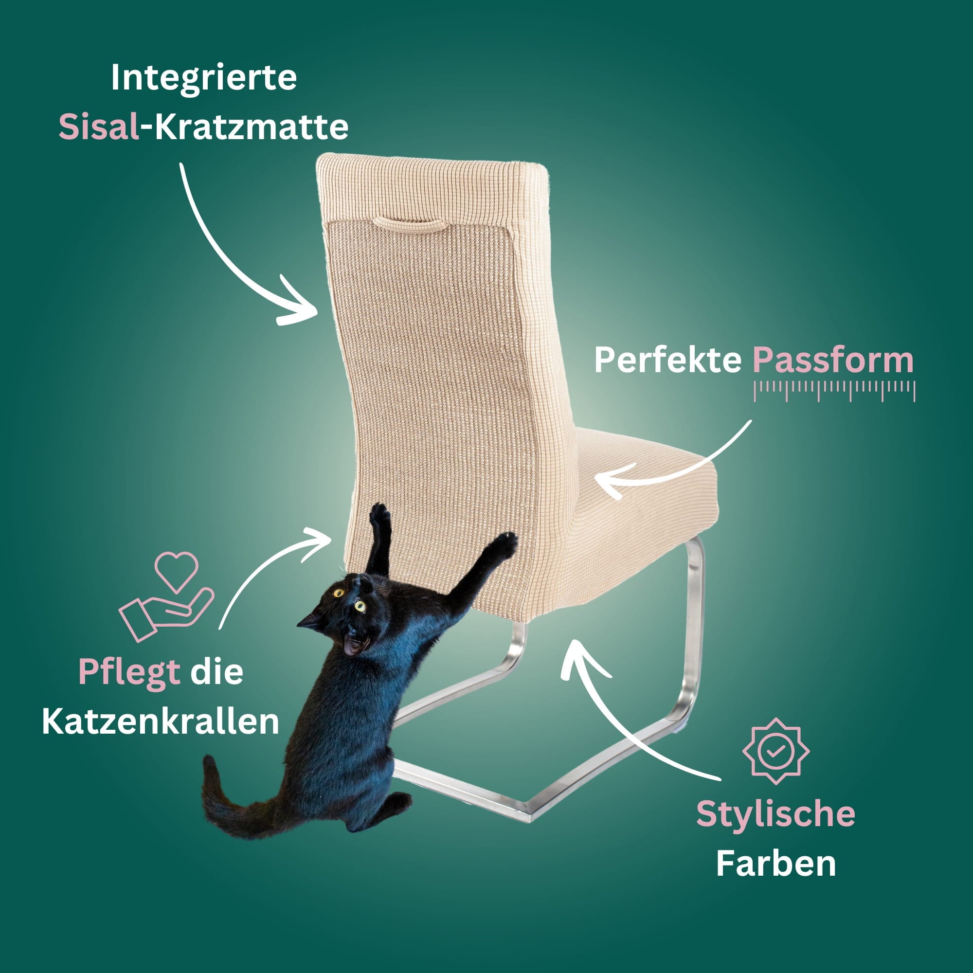 Premium Stuhlhusse mit integrierter Sisal Kratzmatte