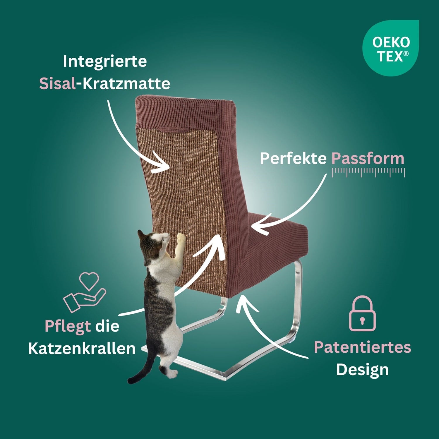 Premium Stuhlhusse mit integrierter Sisal Kratzmatte