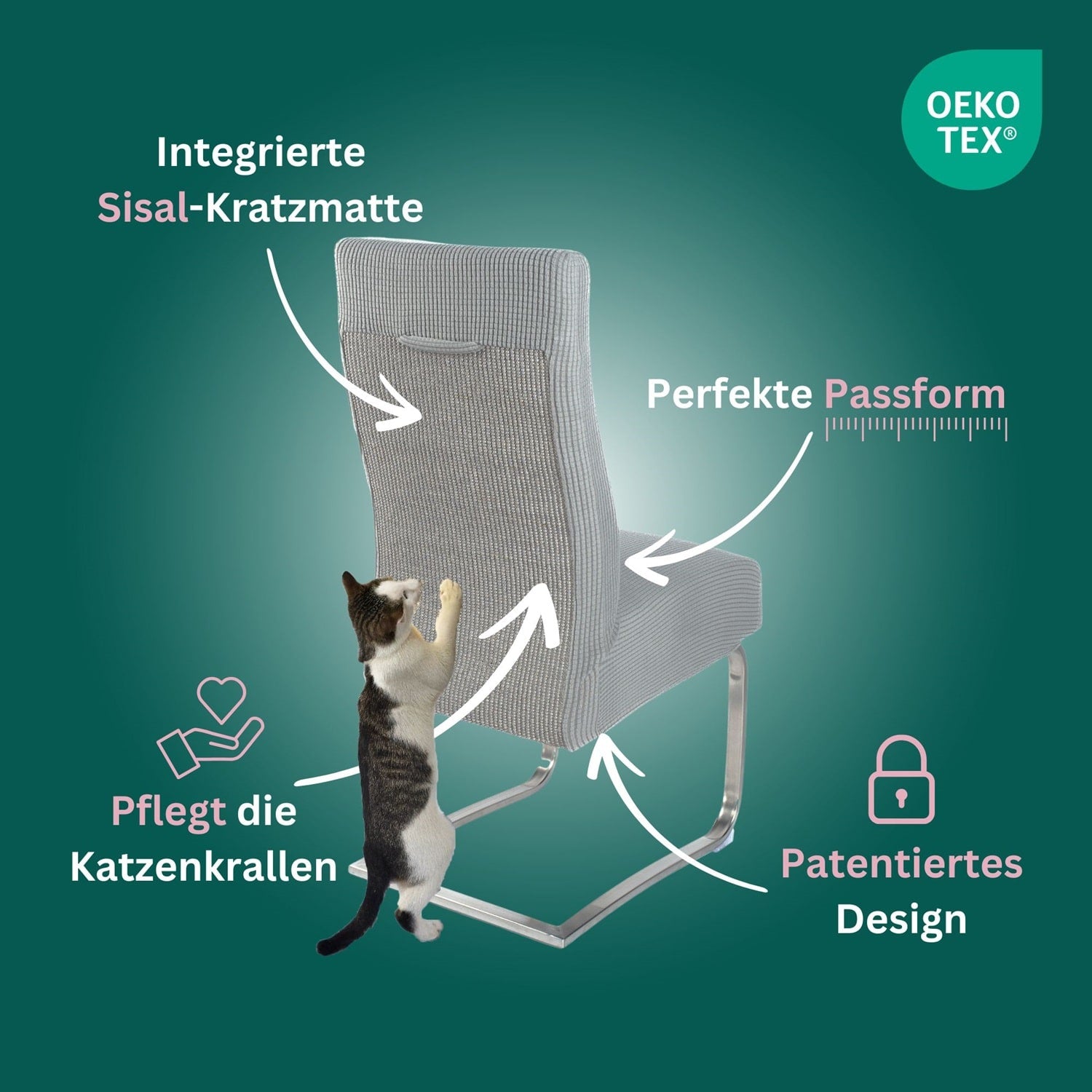 Premium Stuhlhusse mit integrierter Sisal Kratzmatte