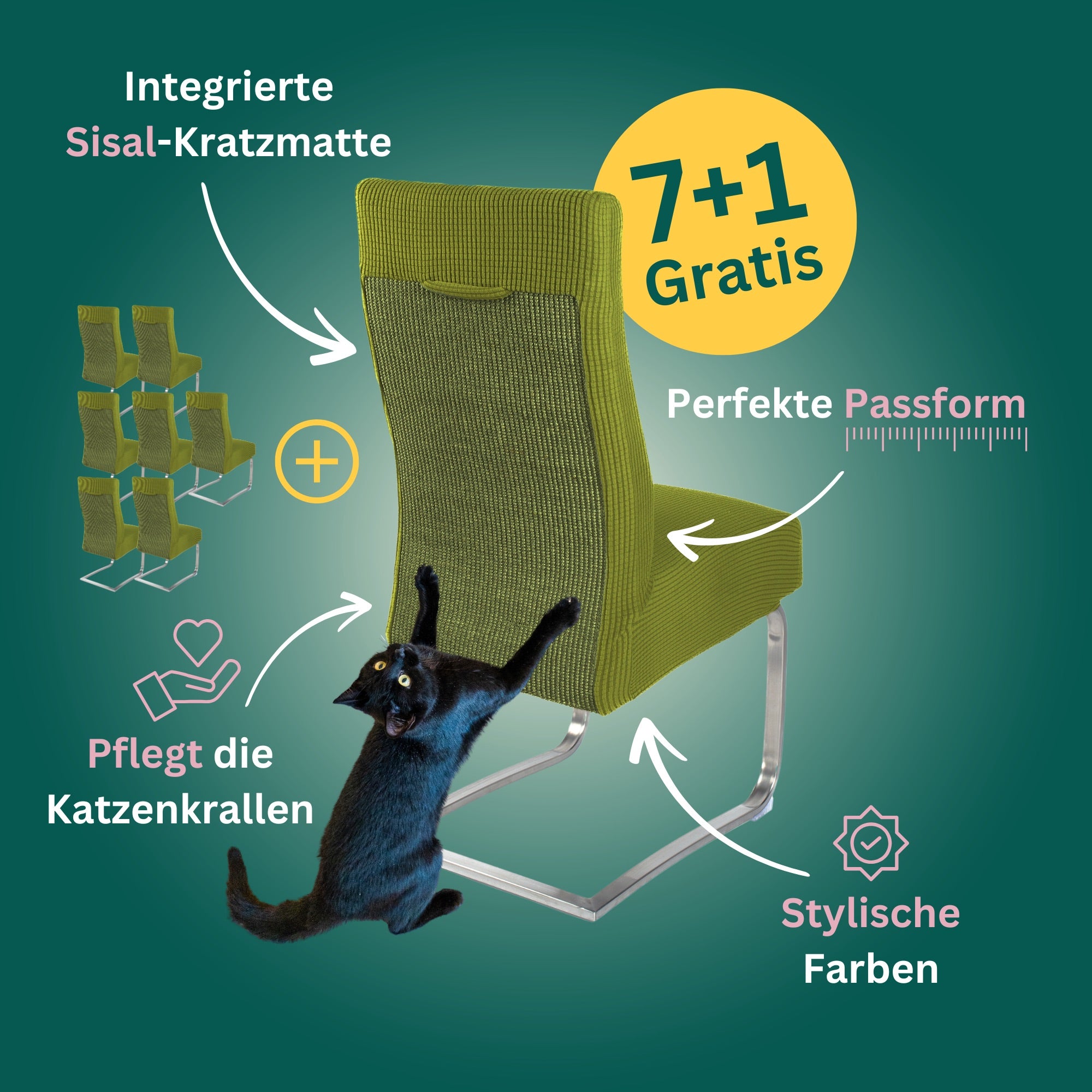 7+1 Gratis: Stuhlhusse mit Sisal Kratzmatte