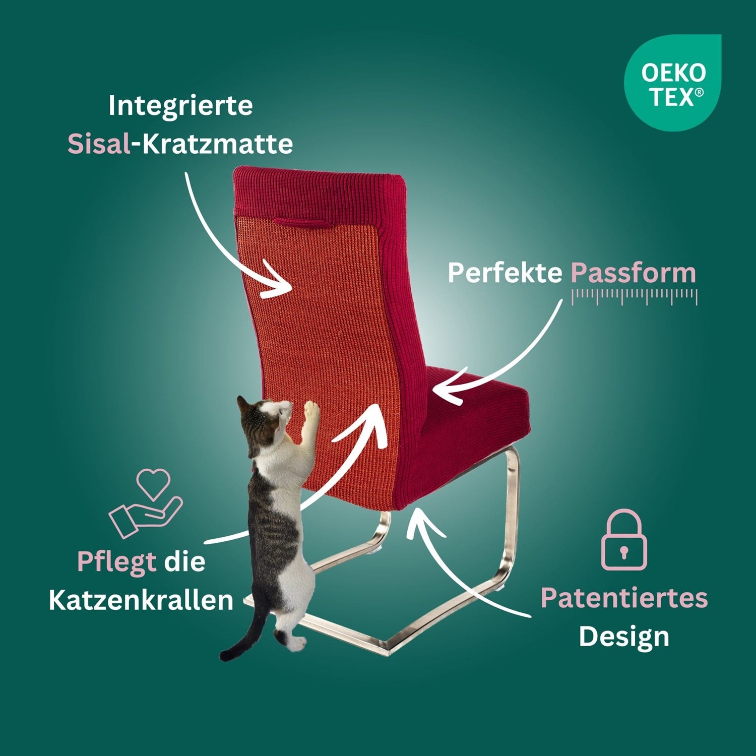Premium Stuhlhusse mit integrierter Sisal Kratzmatte