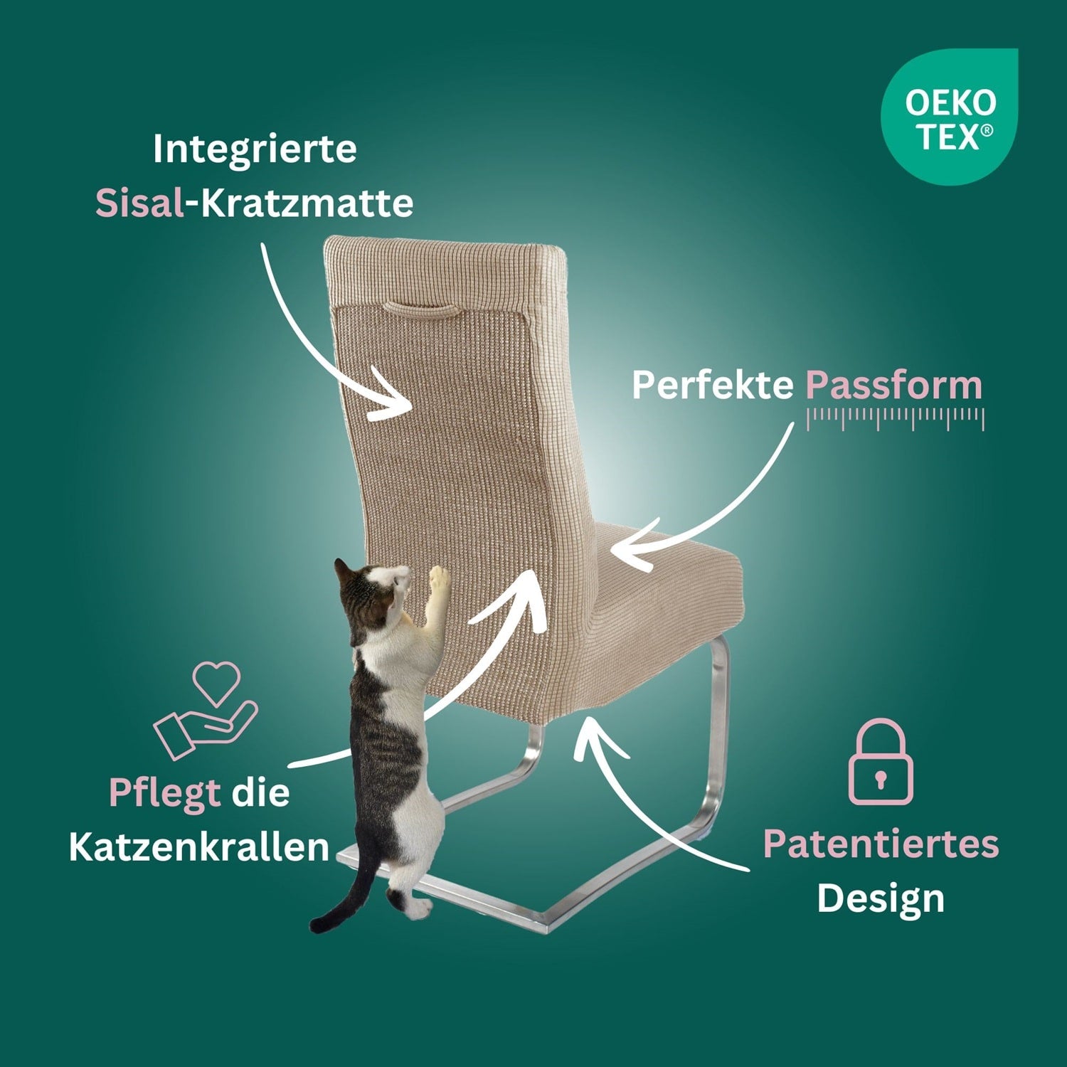 Premium Stuhlhusse mit integrierter Sisal Kratzmatte