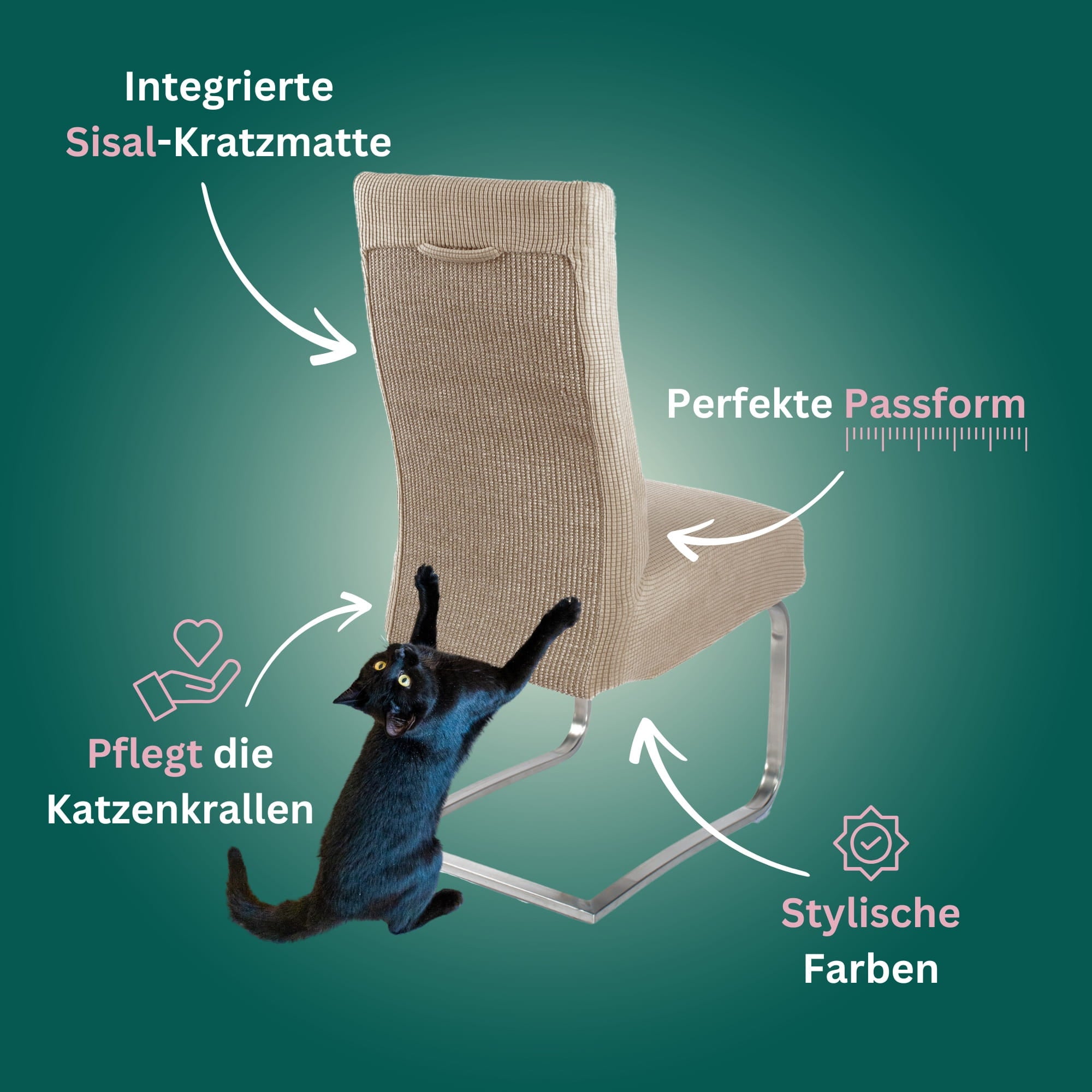 Premium Stuhlhusse mit integrierter Sisal Kratzmatte