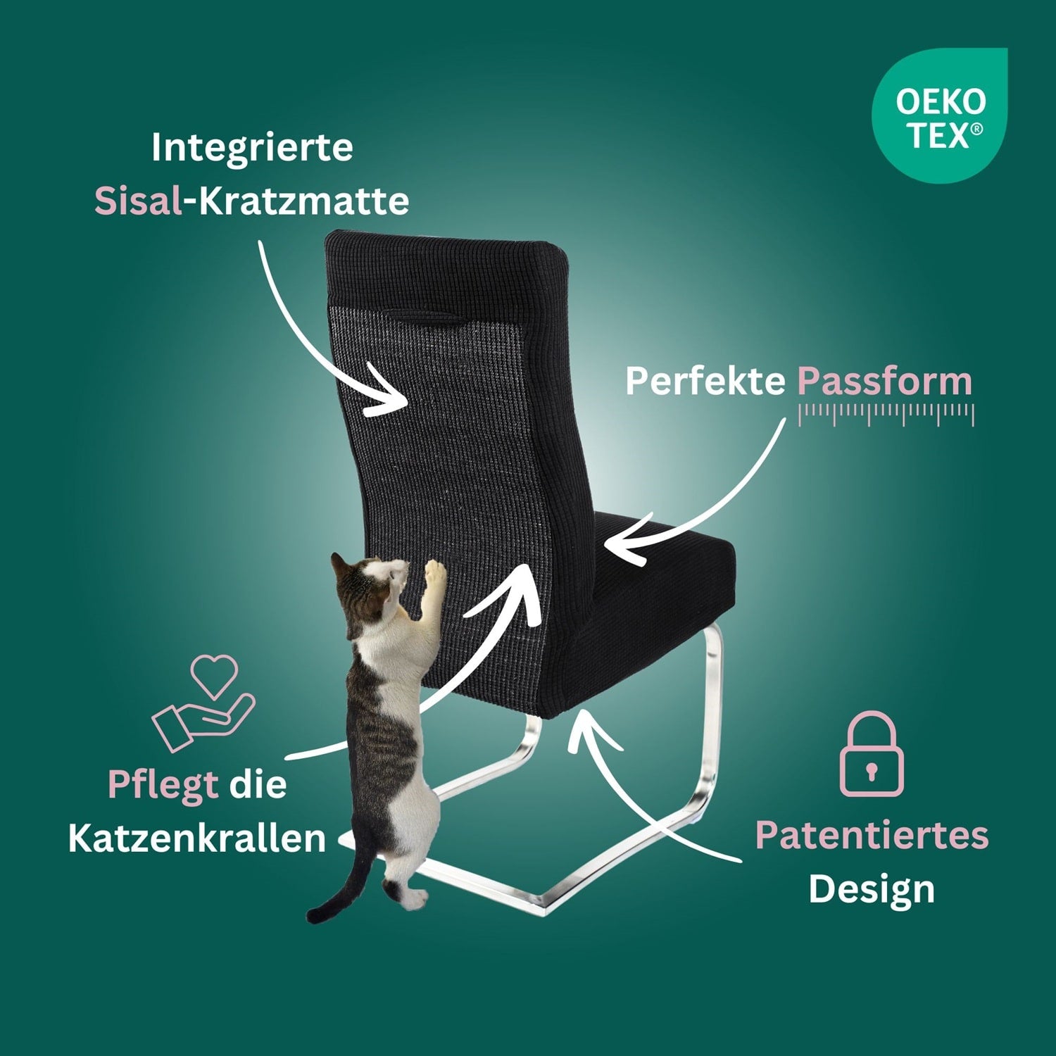 Premium Stuhlhusse mit integrierter Sisal Kratzmatte