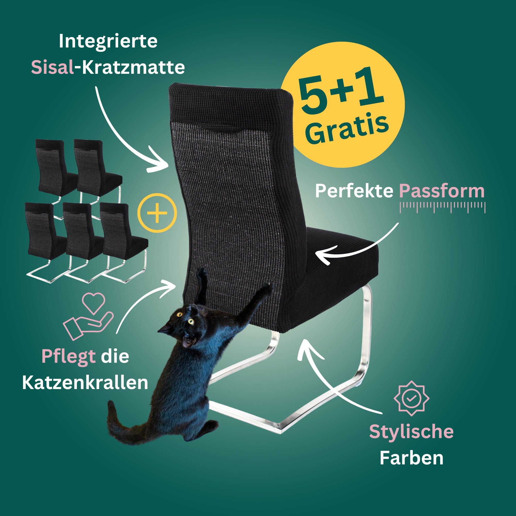 5+1 Gratis: Stuhlhusse mit Sisal Kratzmatte