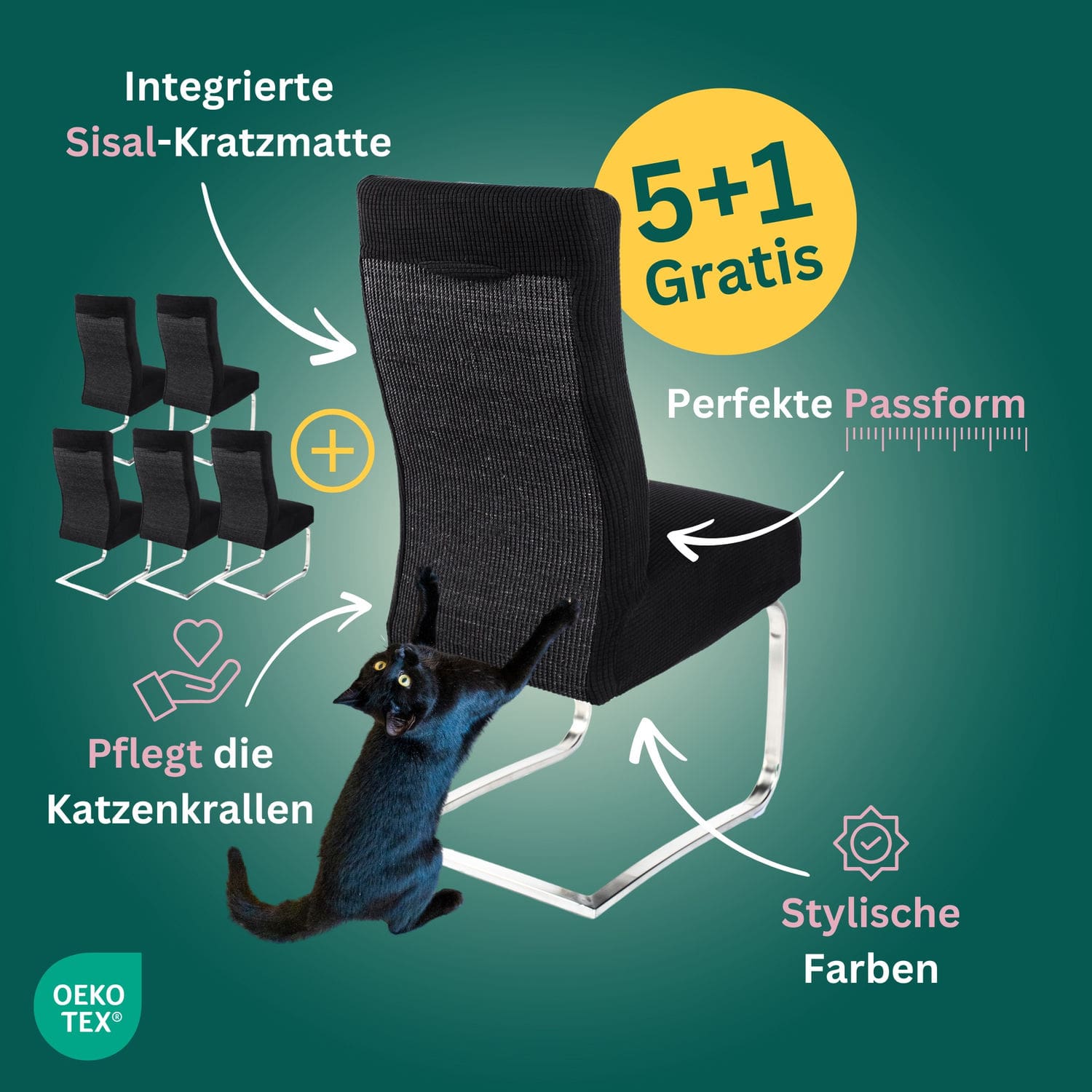 5+1 Gratis: Stuhlhusse mit Sisal Kratzmatte