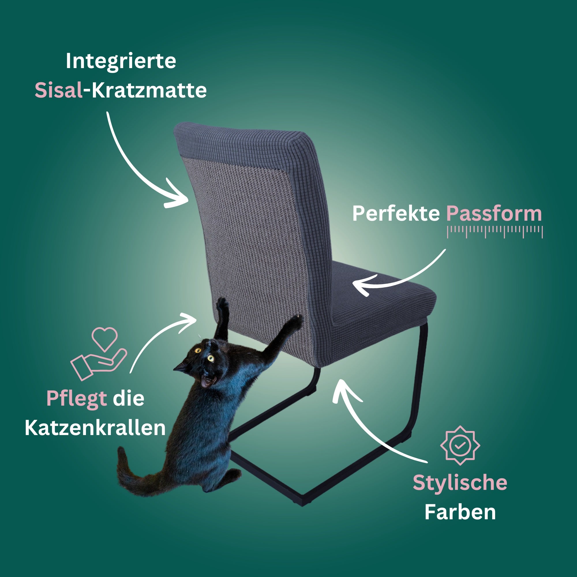 Premium Stuhlhusse mit integrierter Sisal Kratzmatte