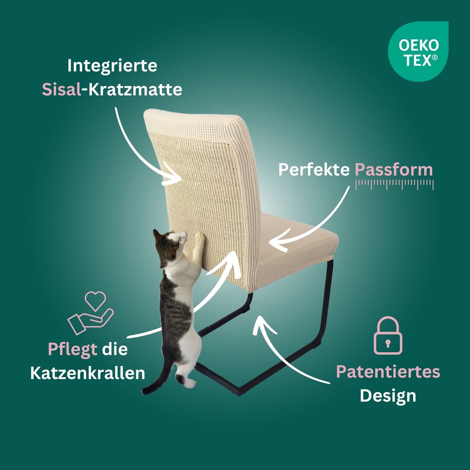 Premium Stuhlhusse mit integrierter Sisal Kratzmatte