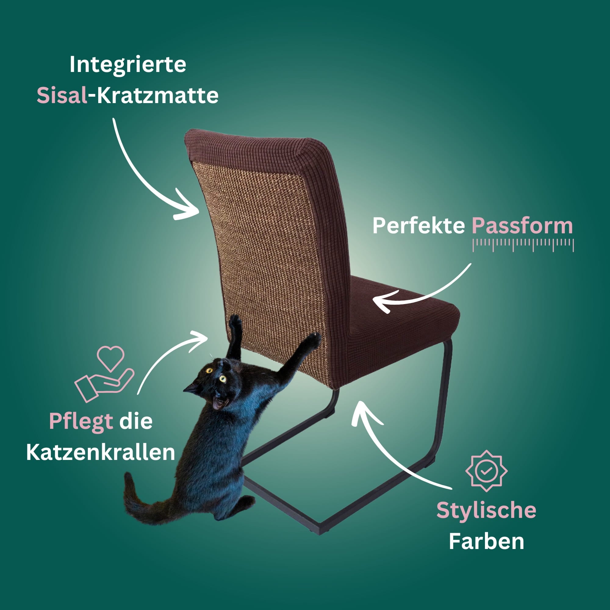 Premium Stuhlhusse mit integrierter Sisal Kratzmatte