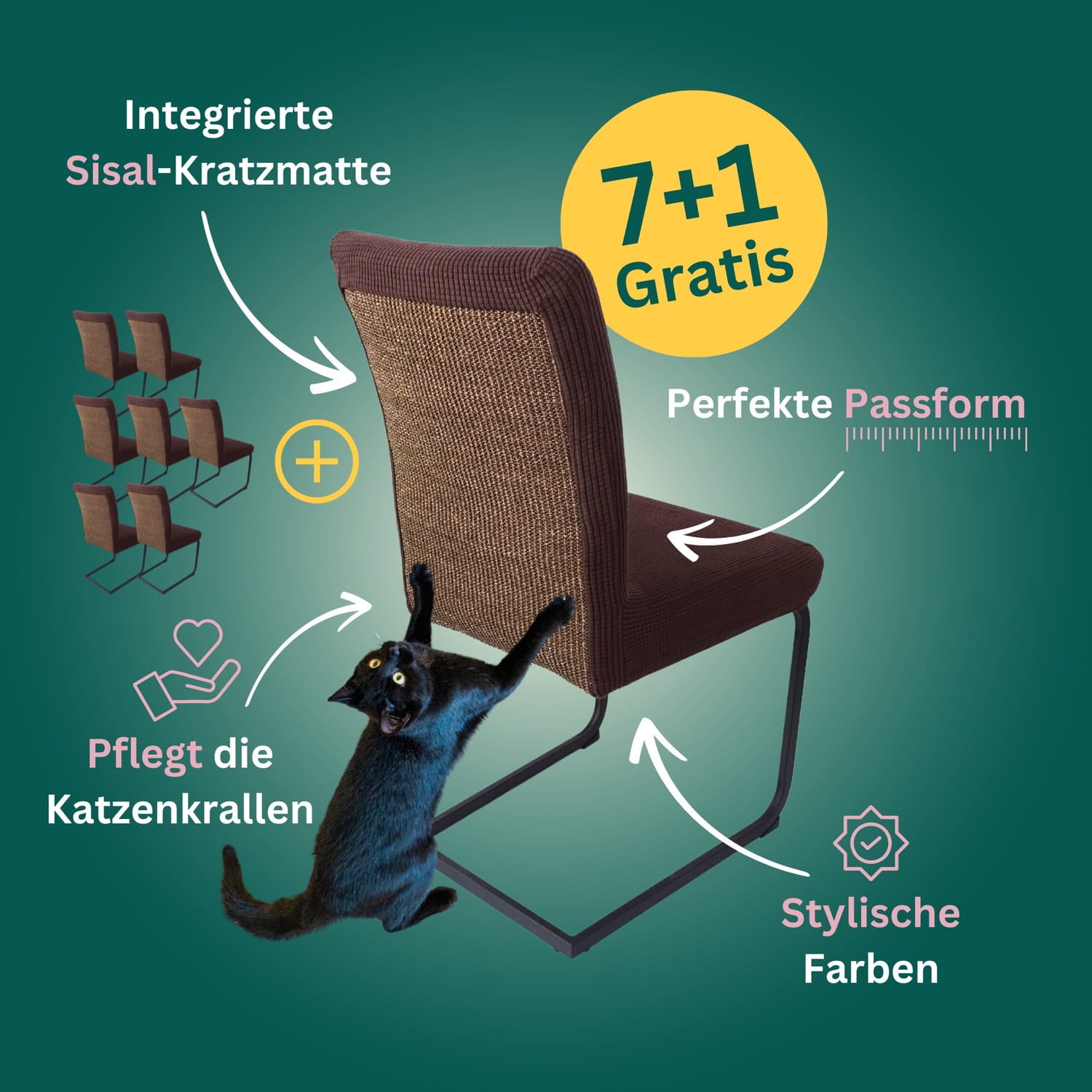 7+1 Gratis: Stuhlhusse mit Sisal Kratzmatte