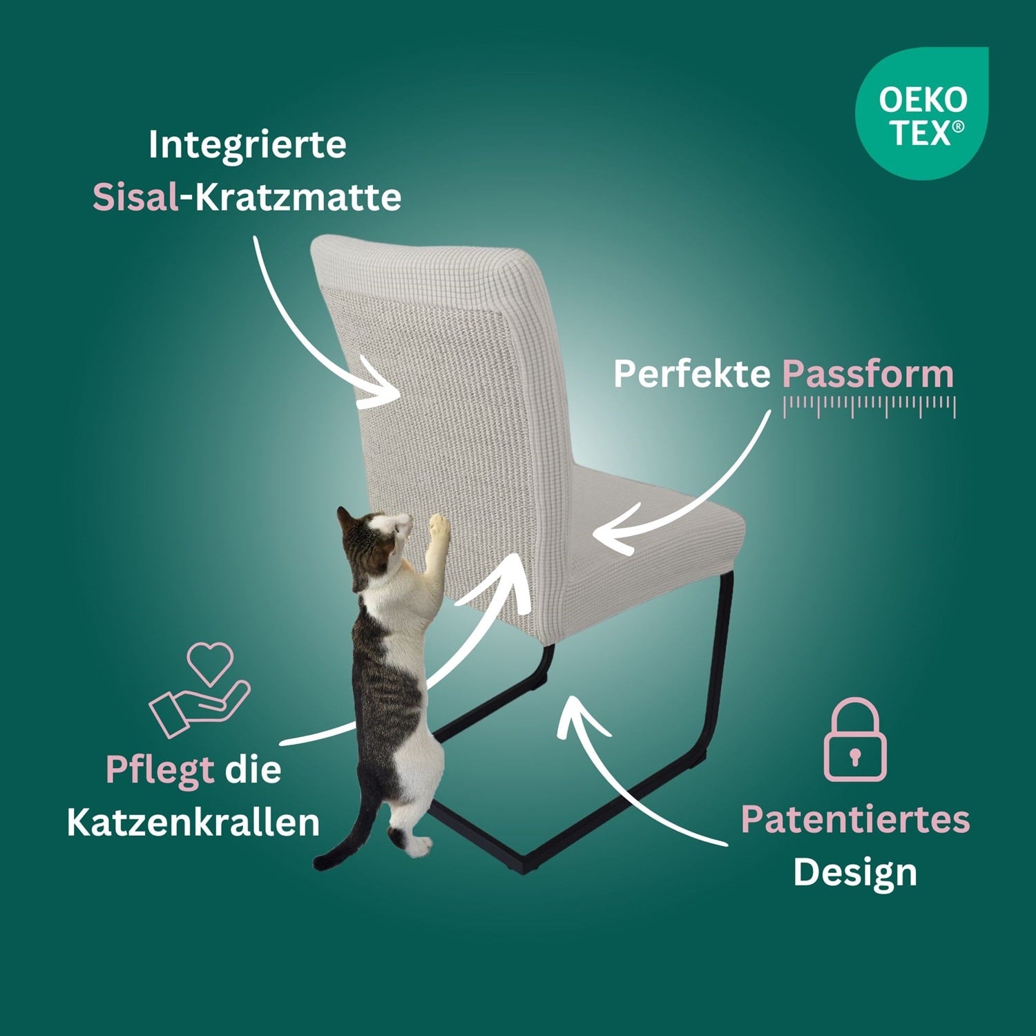 Premium Stuhlhusse mit integrierter Sisal Kratzmatte