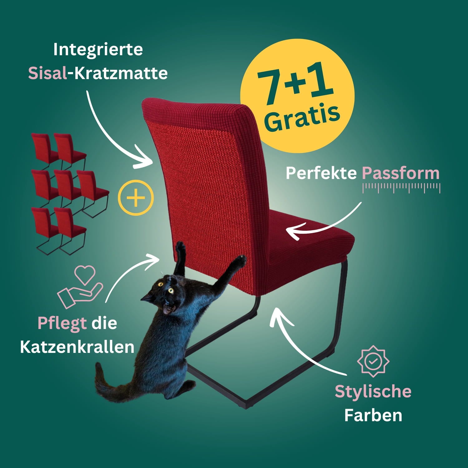 7+1 Gratis: Stuhlhusse mit Sisal Kratzmatte