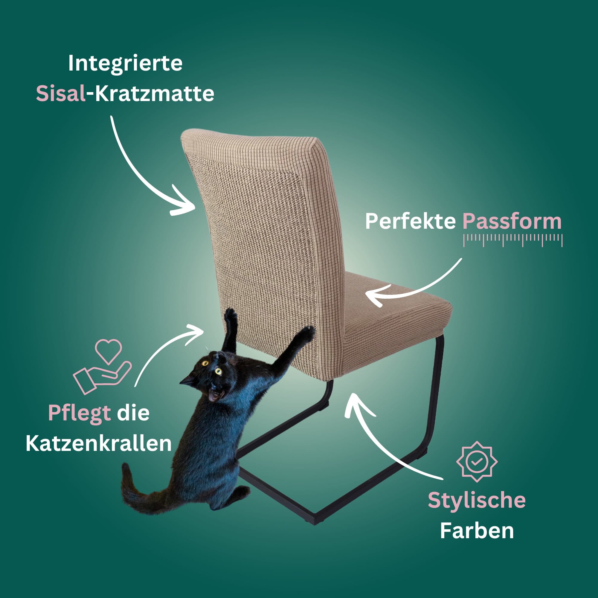 Premium Stuhlhusse mit integrierter Sisal Kratzmatte