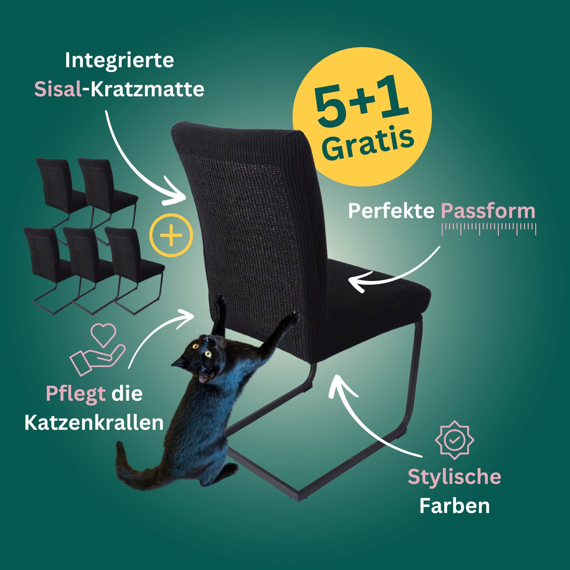 5+1 Gratis: Stuhlhusse mit Sisal Kratzmatte