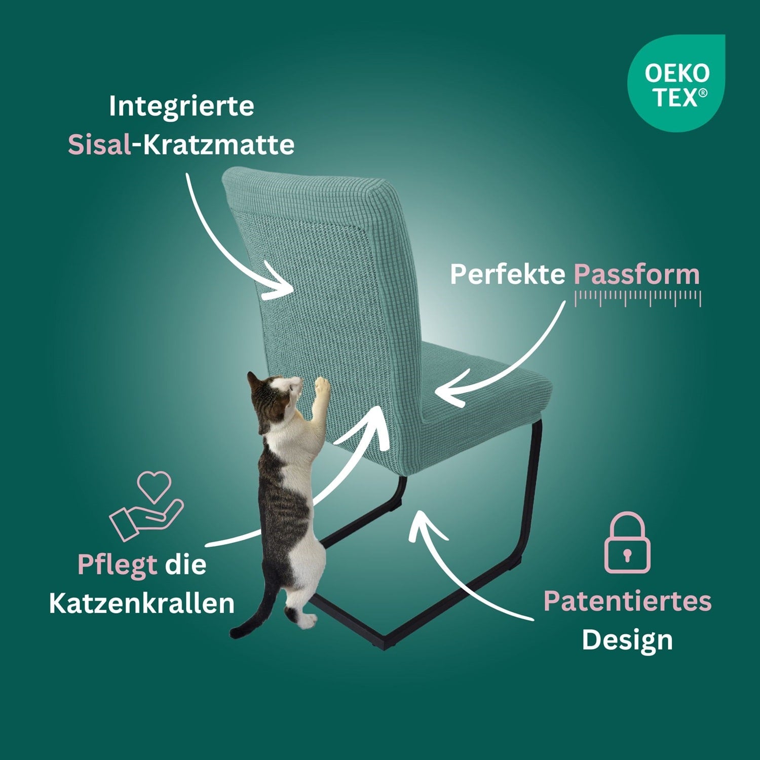 Premium Stuhlhusse mit integrierter Sisal Kratzmatte