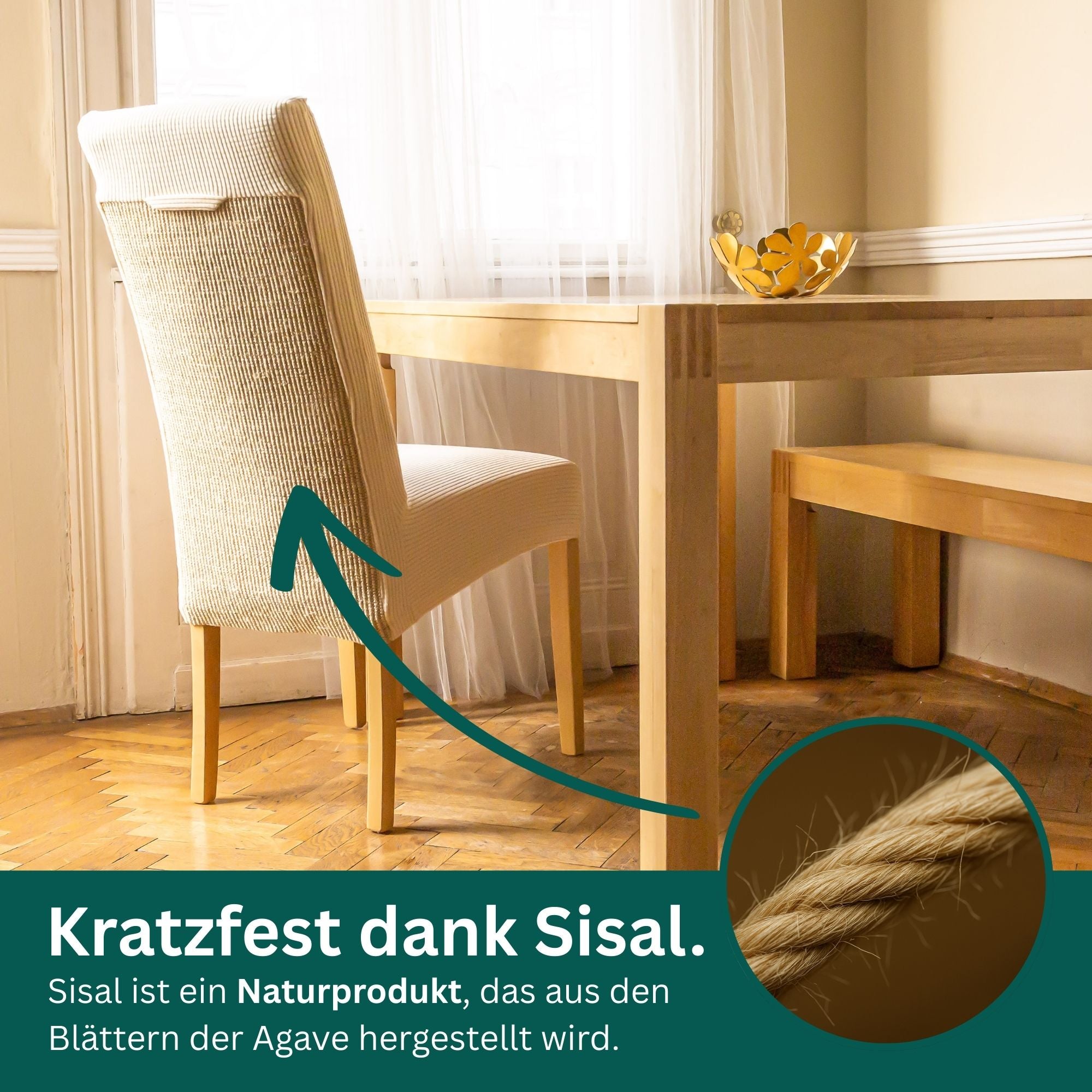 Premium Stuhlhusse mit integrierter Sisal Kratzmatte