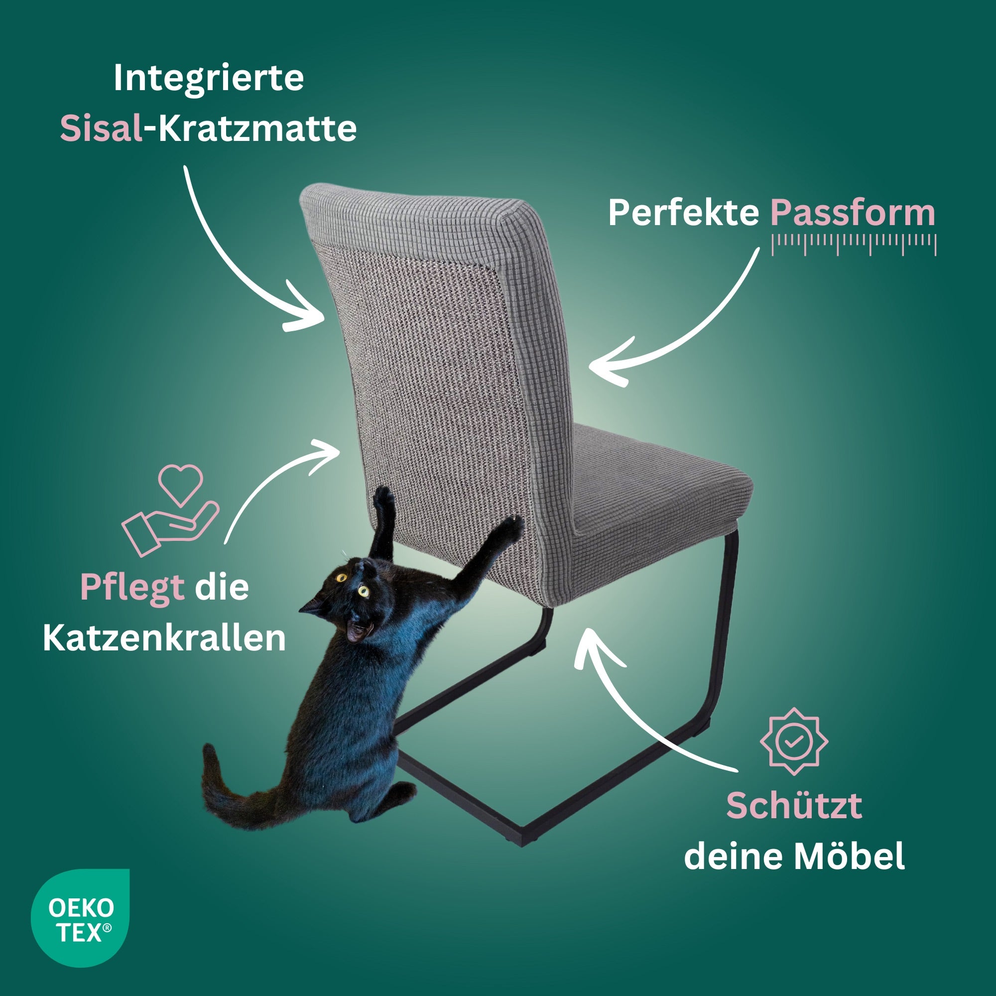 5+1 Gratis Bundle, Stuhlhusse mit Sisal, Grau