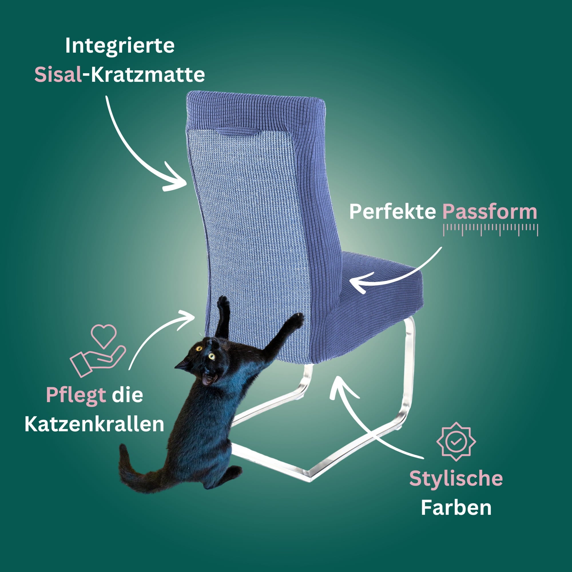 Premium Stuhlhusse mit integrierter Sisal Kratzmatte