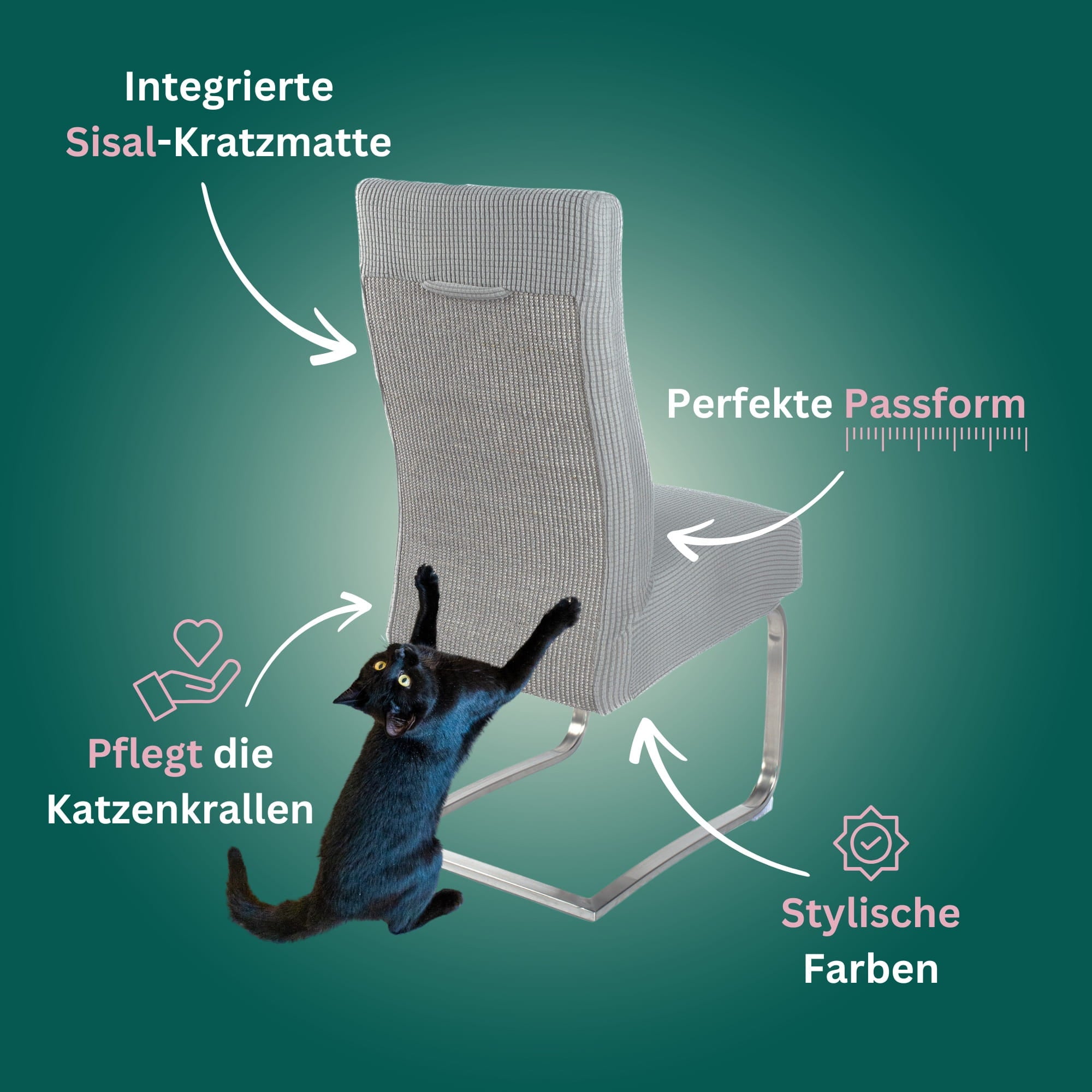 Premium Stuhlhusse mit integrierter Sisal Kratzmatte