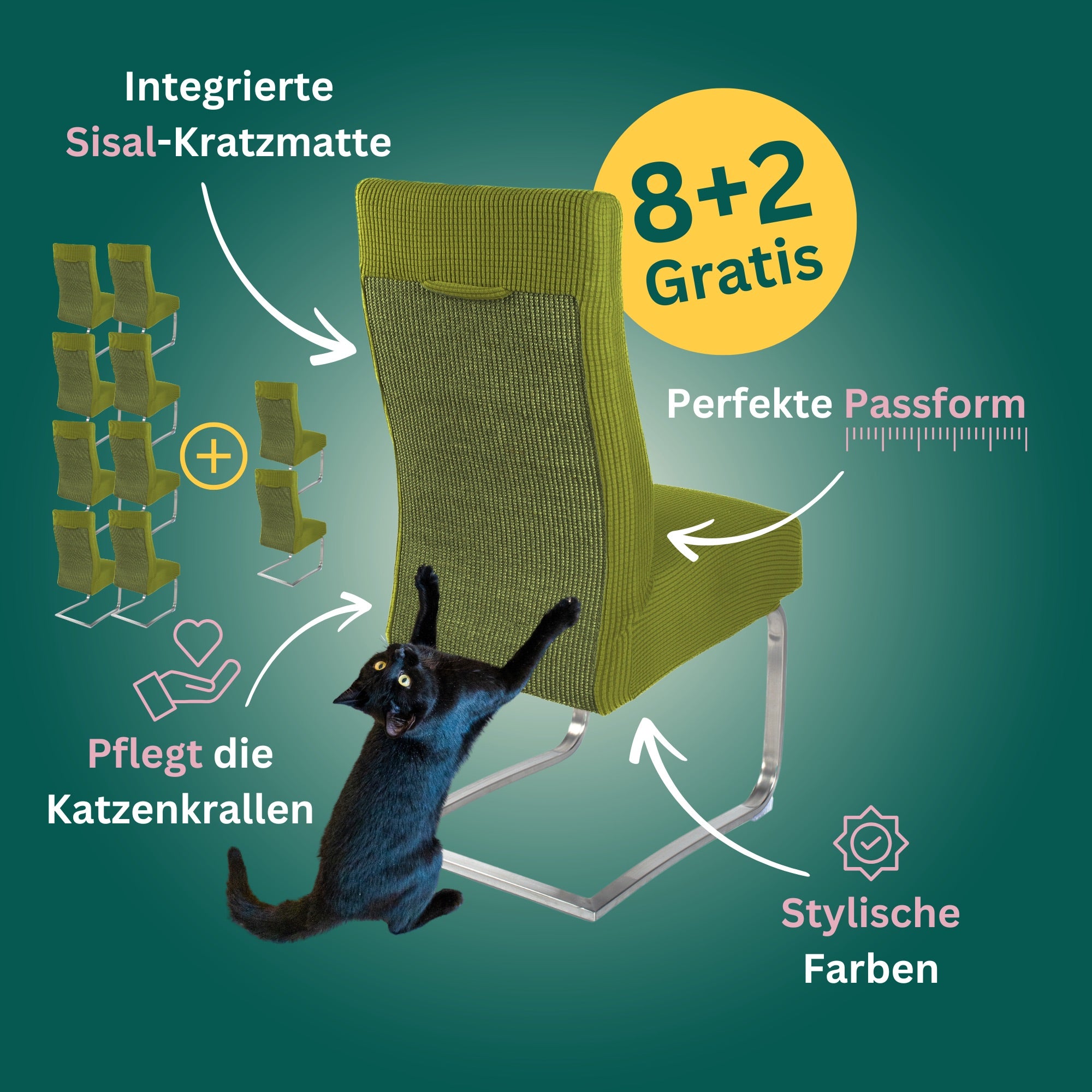 8+2 Gratis: Stuhlhusse mit Sisal Kratzmatte