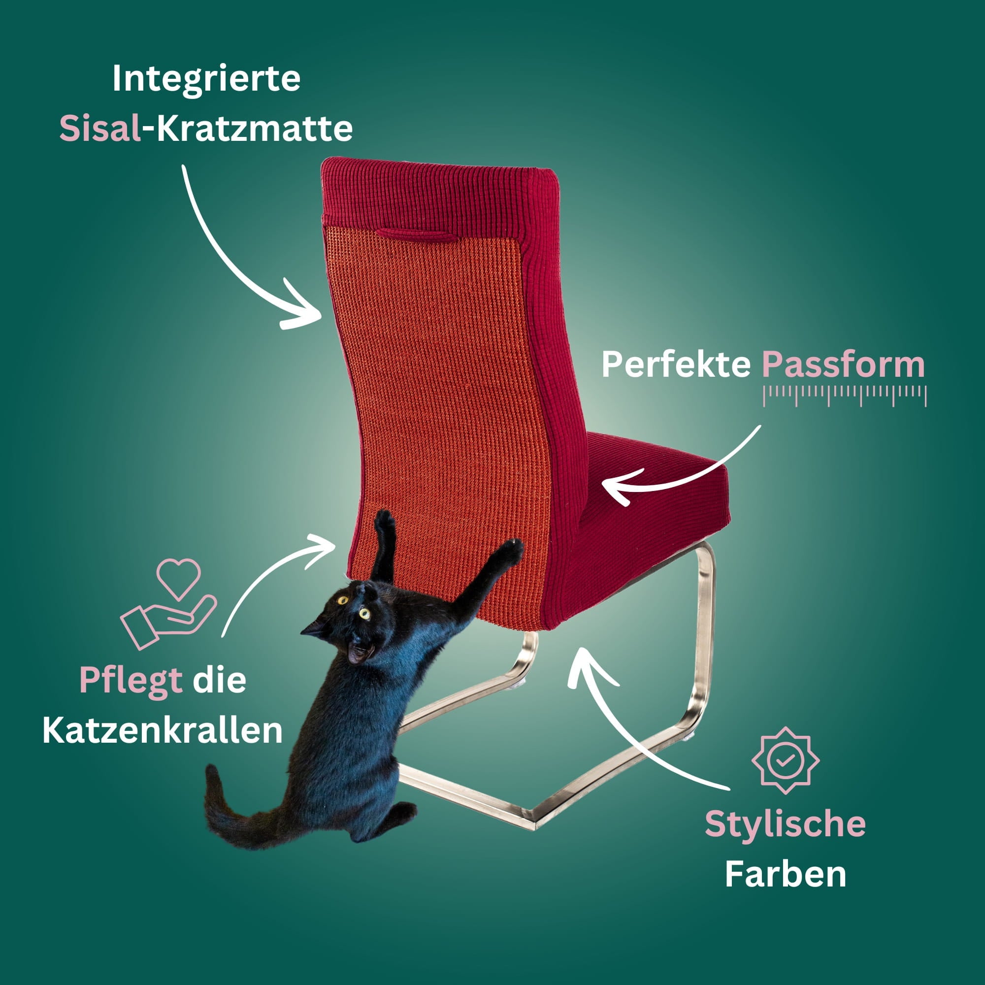 Premium Stuhlhusse mit integrierter Sisal Kratzmatte