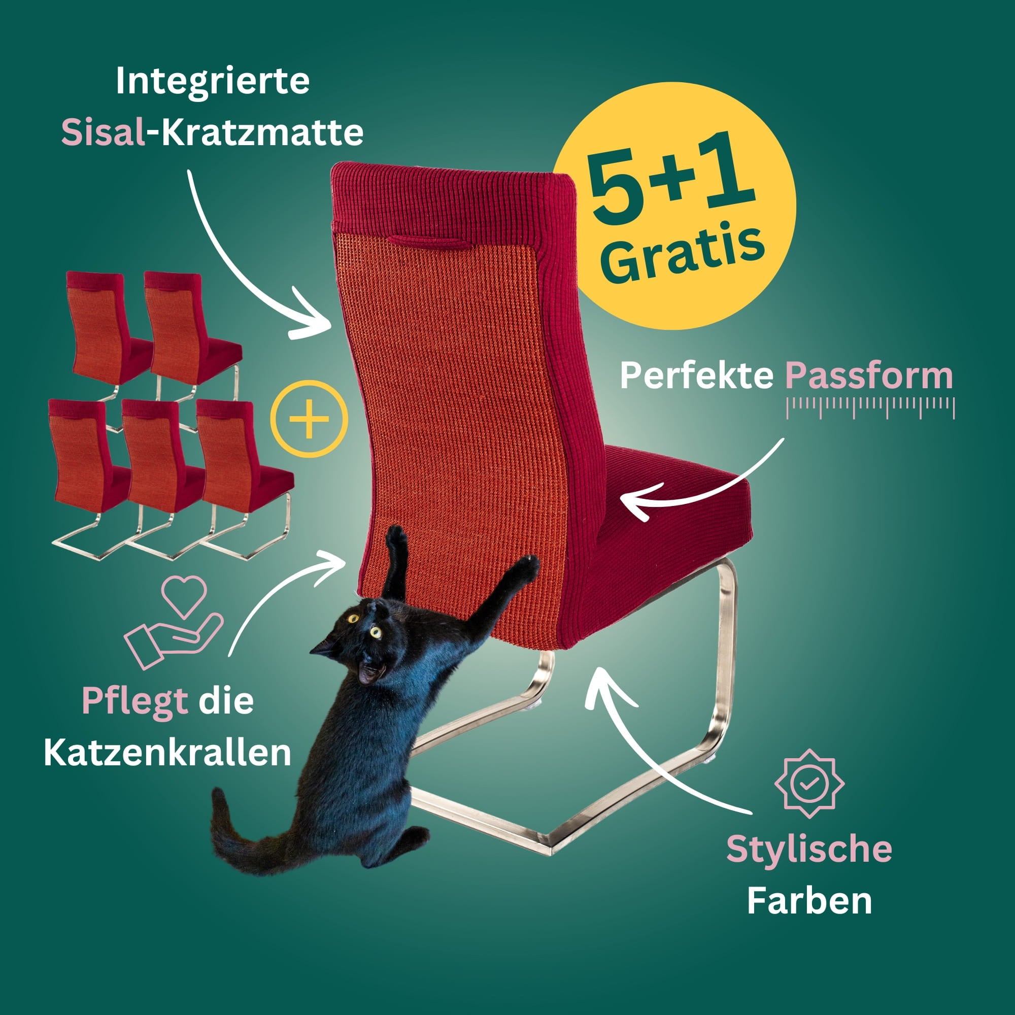 5+1 Gratis: Stuhlhusse mit Sisal Kratzmatte