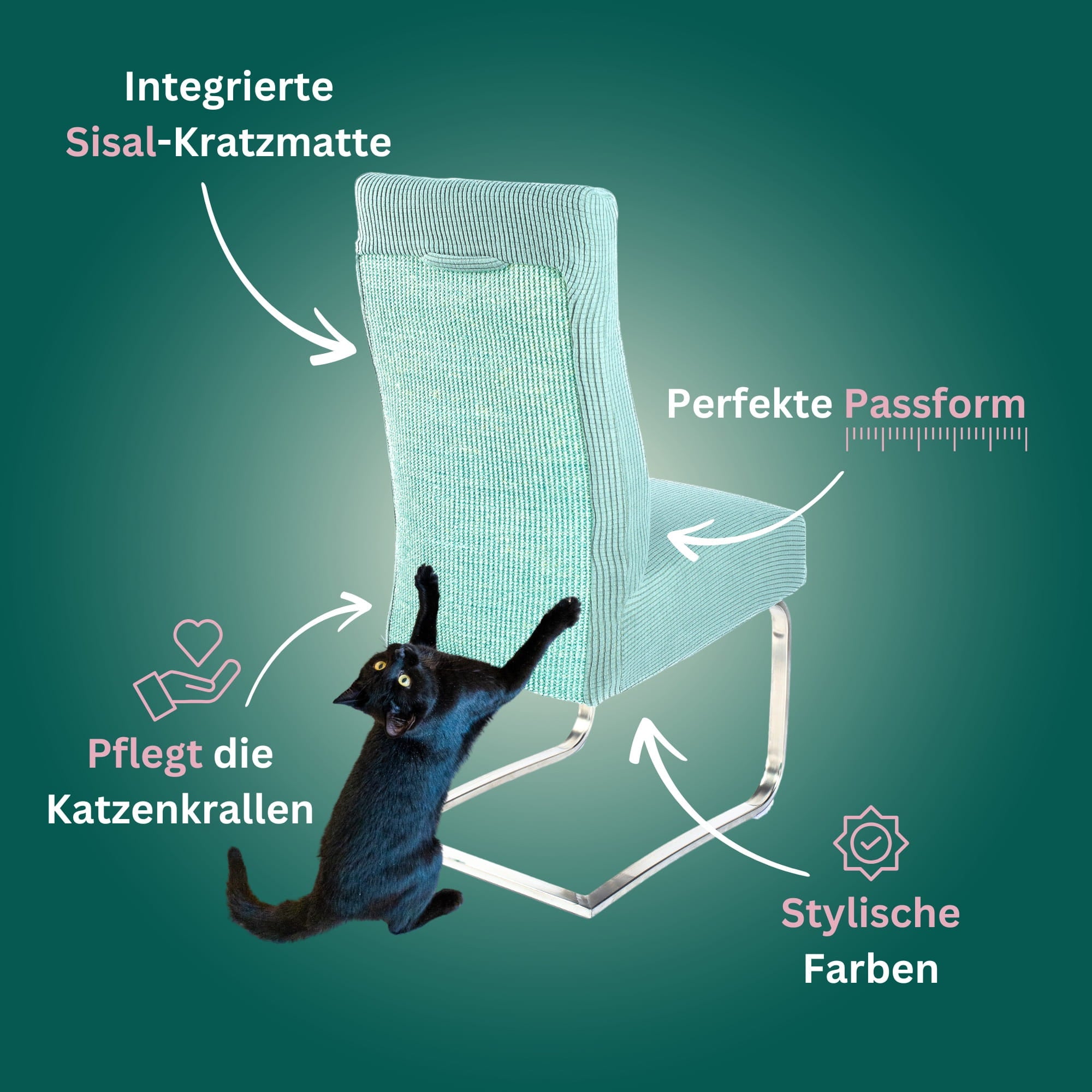 Premium Stuhlhusse mit integrierter Sisal Kratzmatte