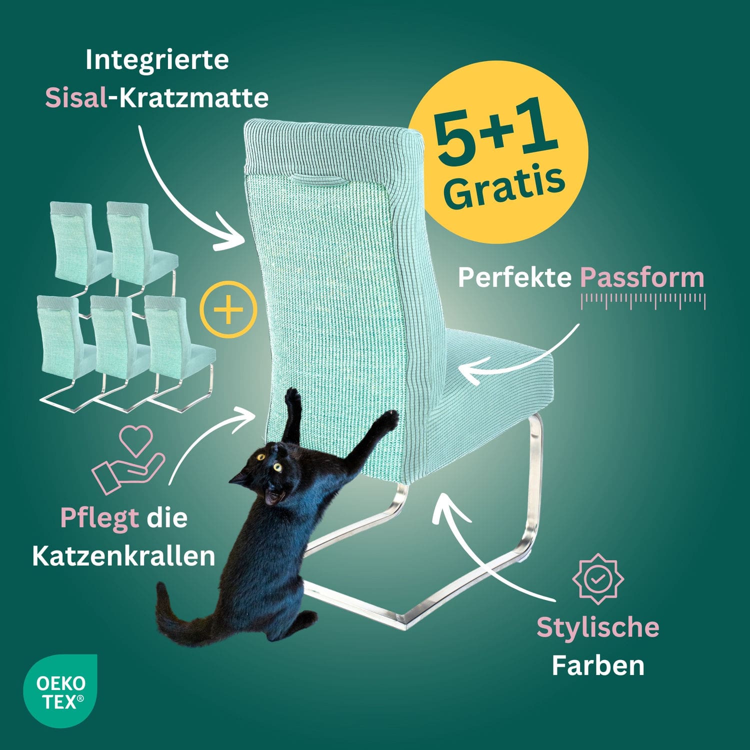 5+1 Gratis: Stuhlhusse mit Sisal Kratzmatte