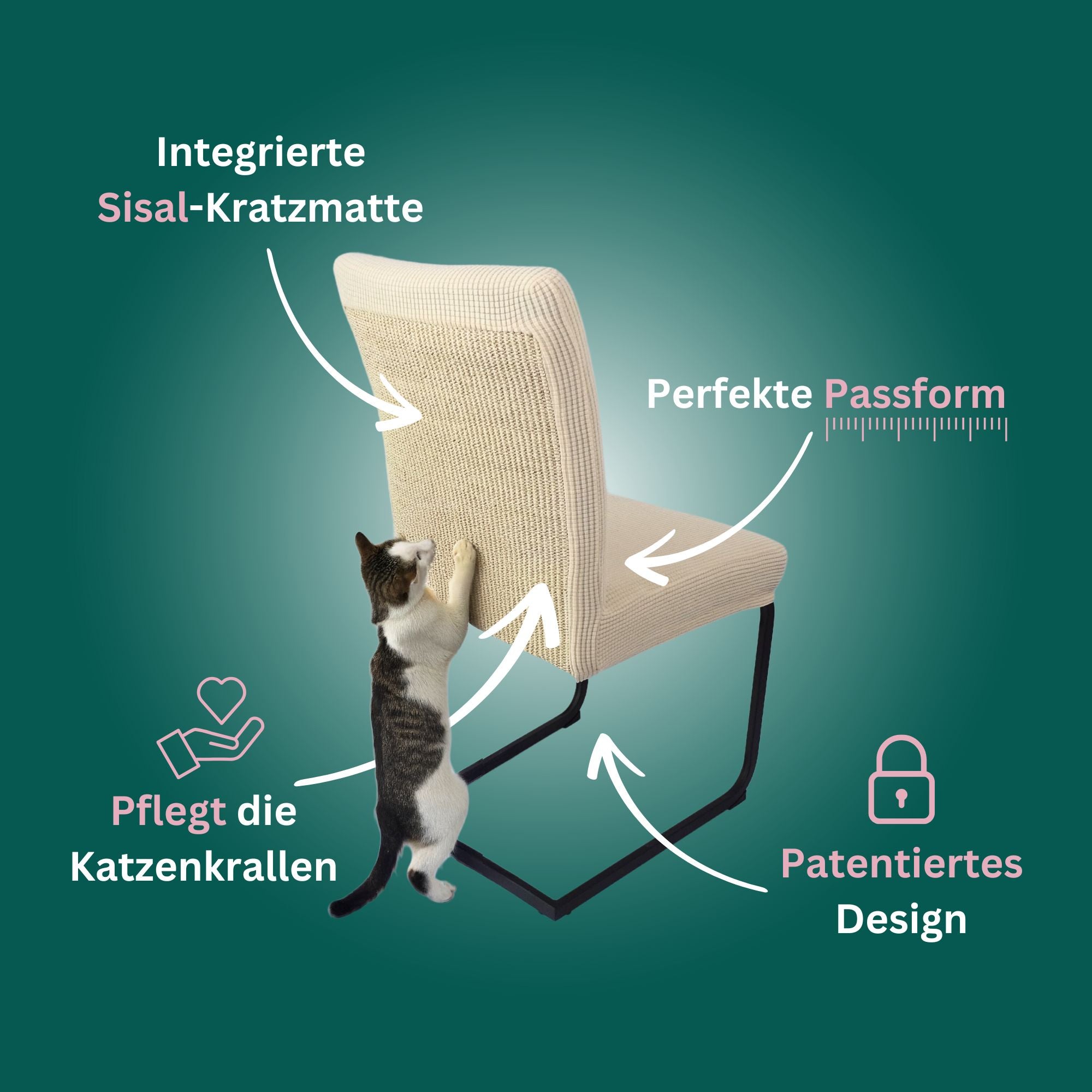 Premium Stuhlhusse mit integrierter Sisal Kratzmatte