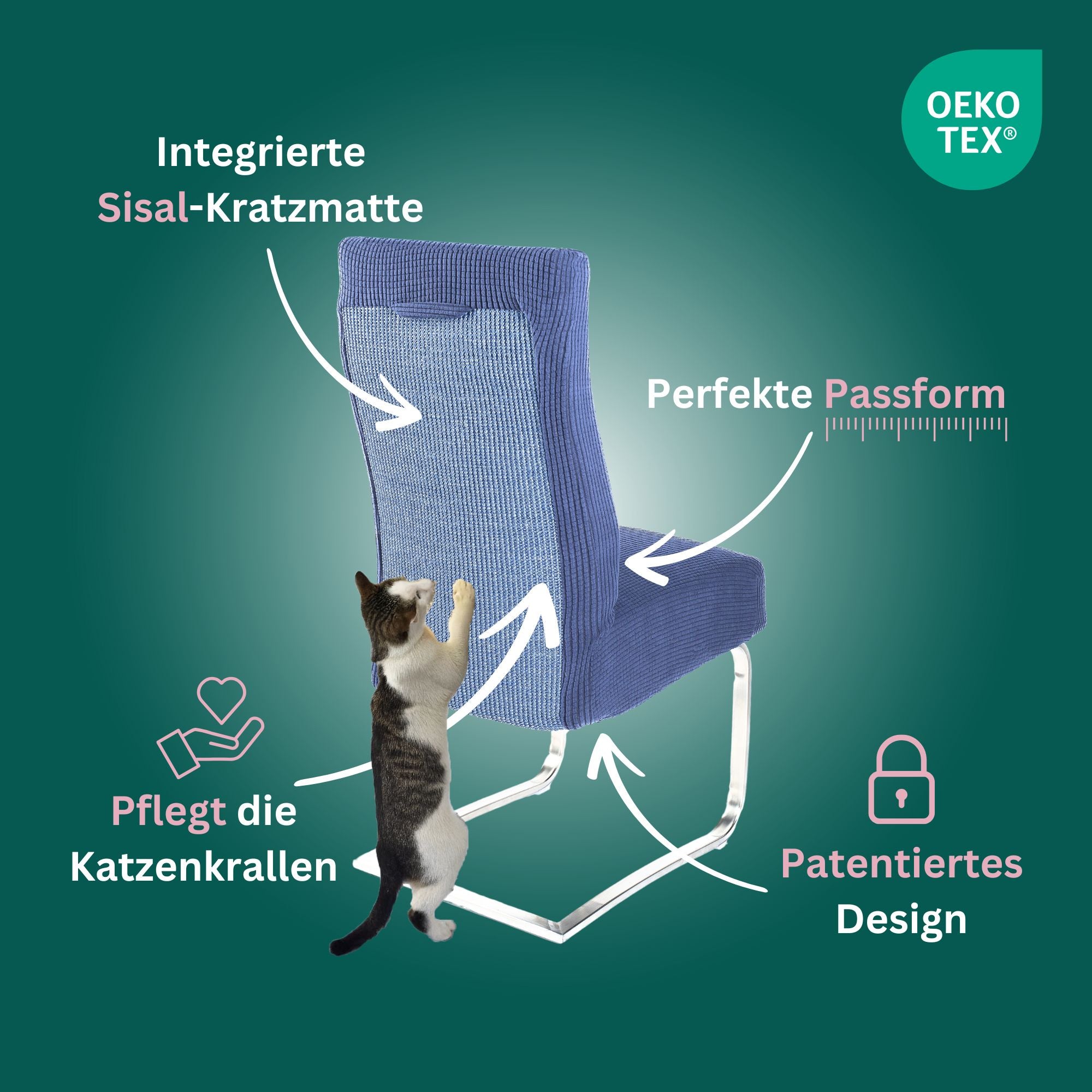 Premium Stuhlhusse mit integrierter Sisal Kratzmatte