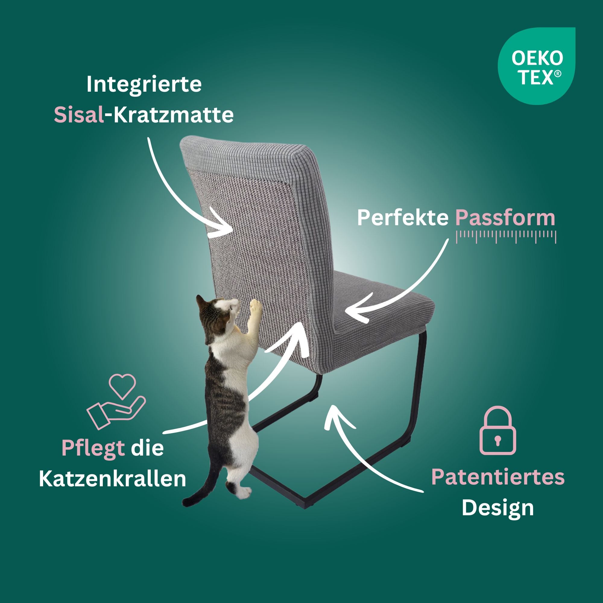 Premium Stuhlhusse mit integrierter Sisal Kratzmatte