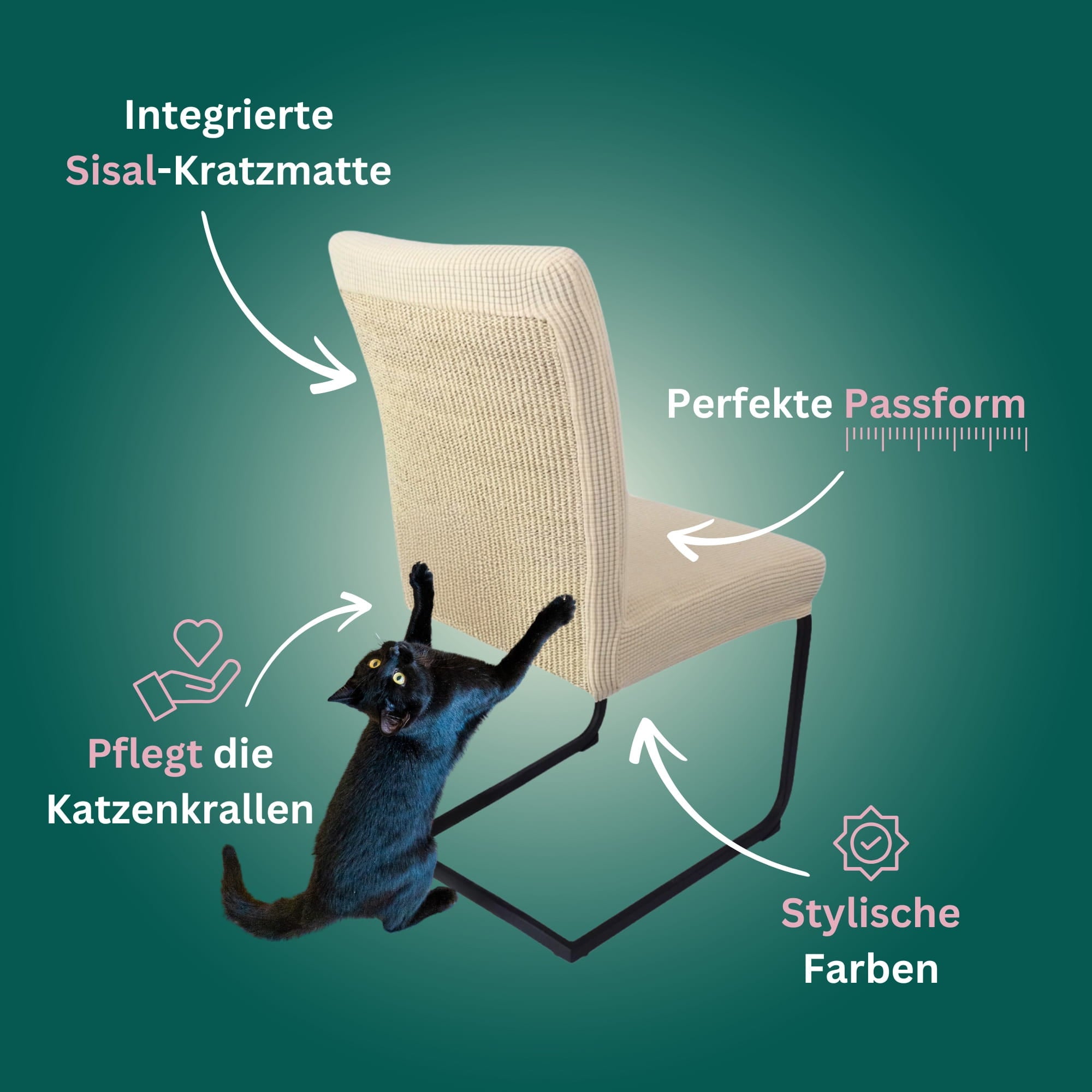 Premium Stuhlhusse mit integrierter Sisal Kratzmatte