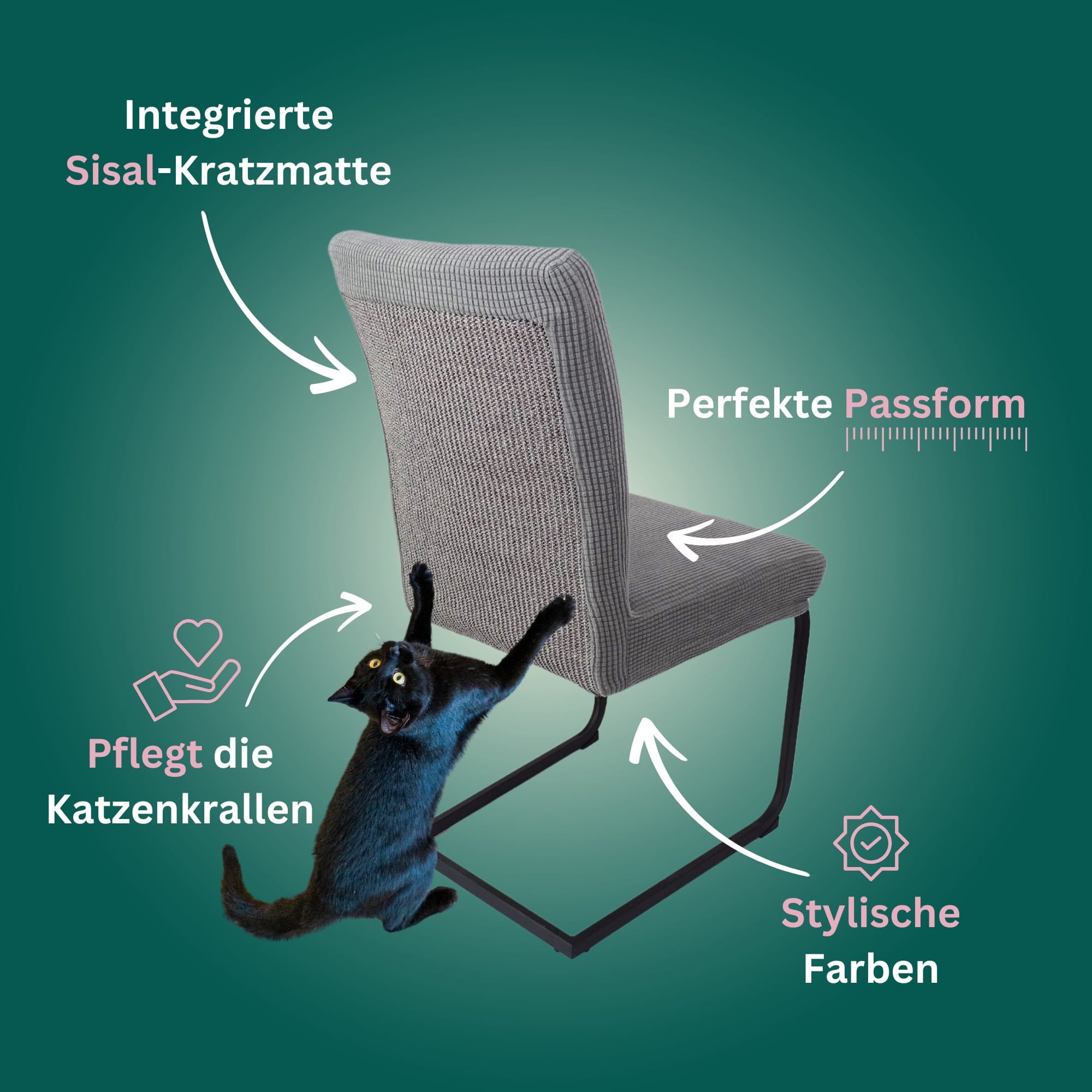 Premium Stuhlhusse mit integrierter Sisal Kratzmatte