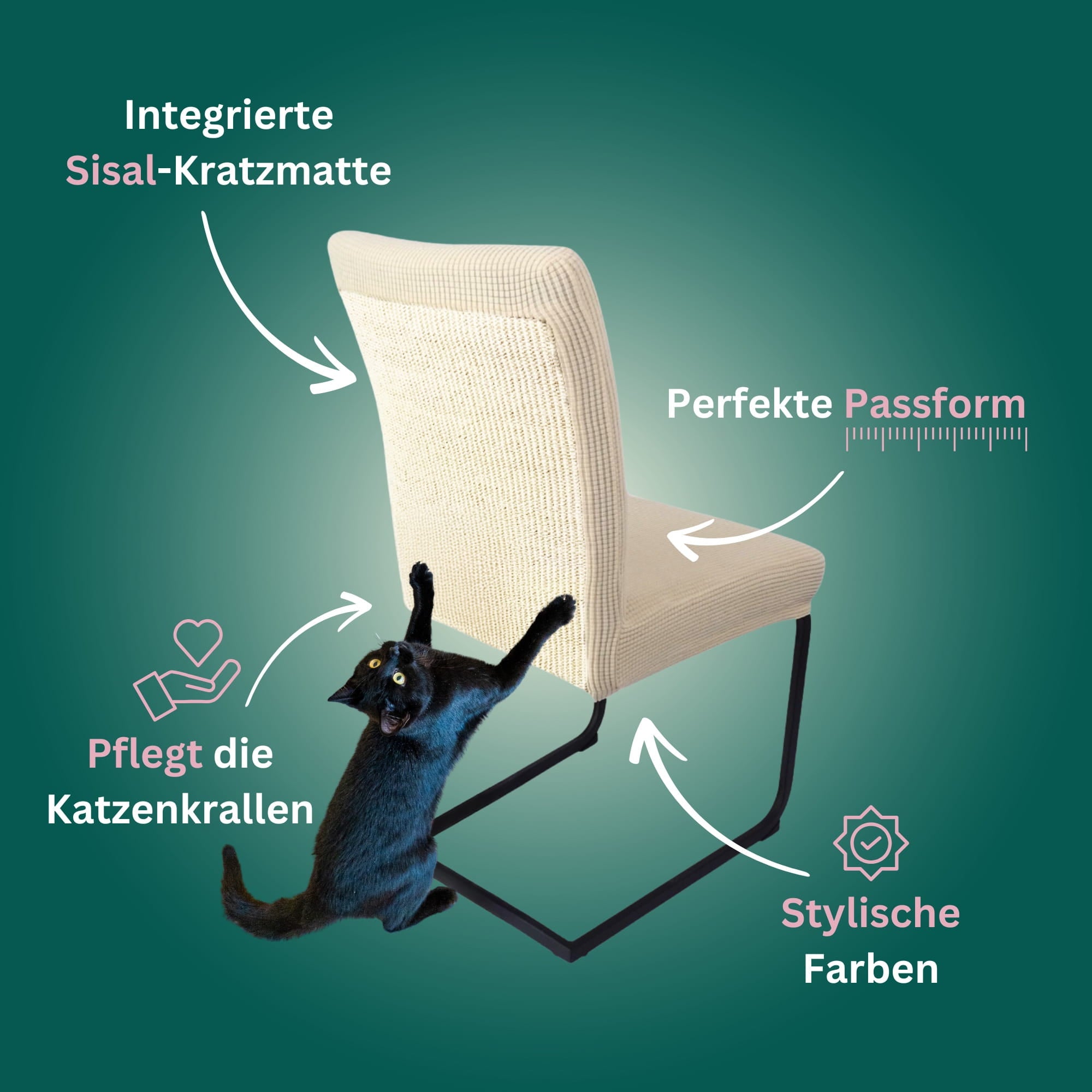Premium Stuhlhusse mit integrierter Sisal Kratzmatte
