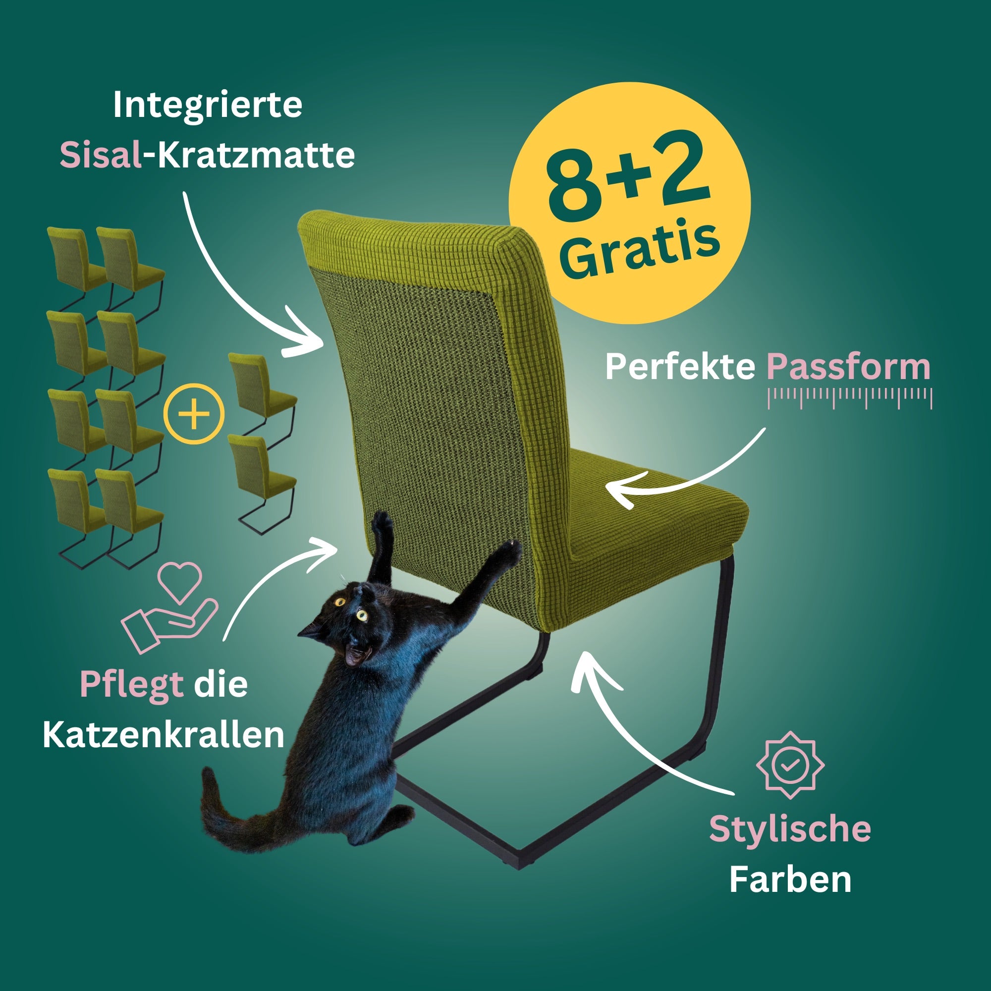 8+2 Gratis: Stuhlhusse mit Sisal Kratzmatte