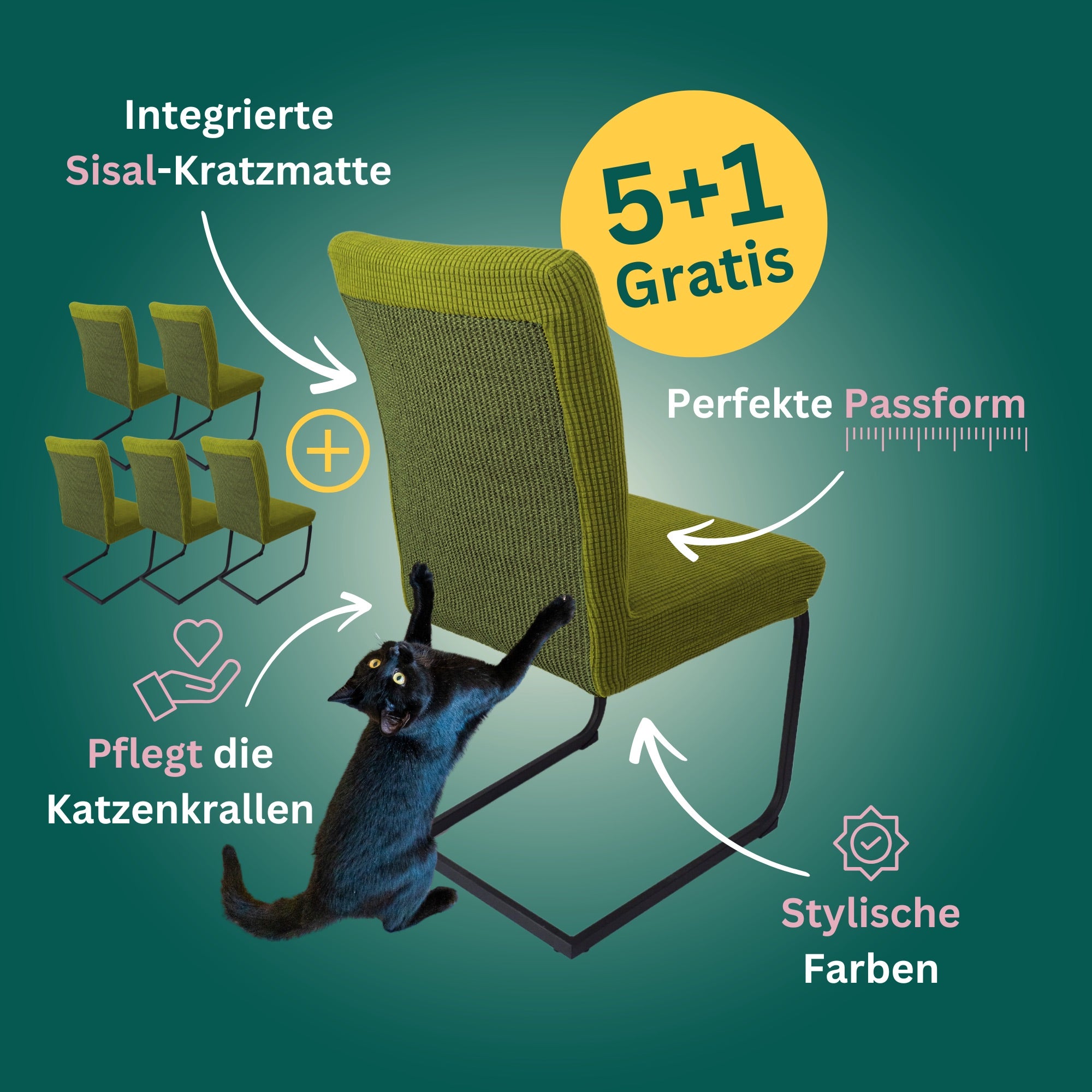 5+1 Gratis: Stuhlhusse mit Sisal Kratzmatte
