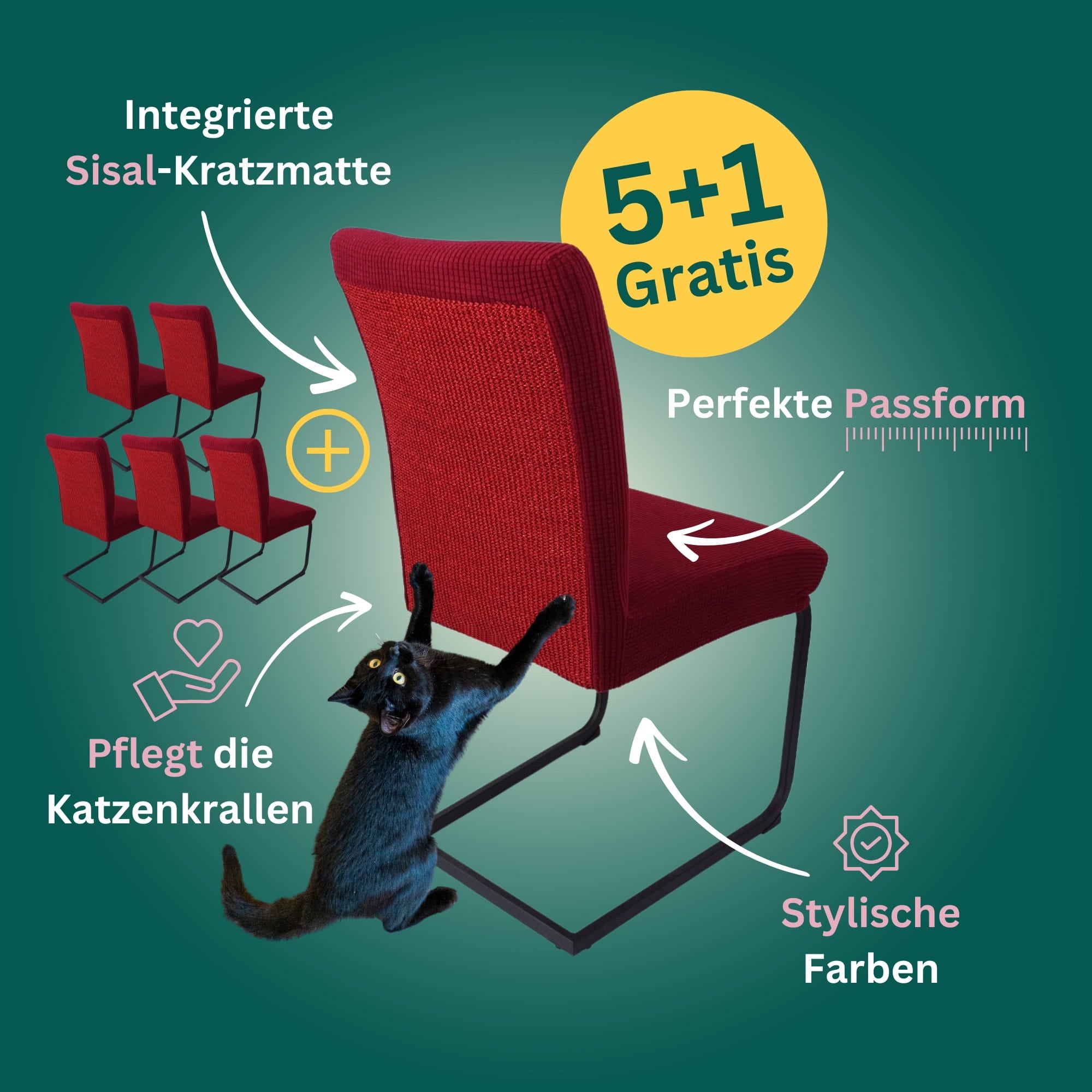 5+1 Gratis: Stuhlhusse mit Sisal Kratzmatte