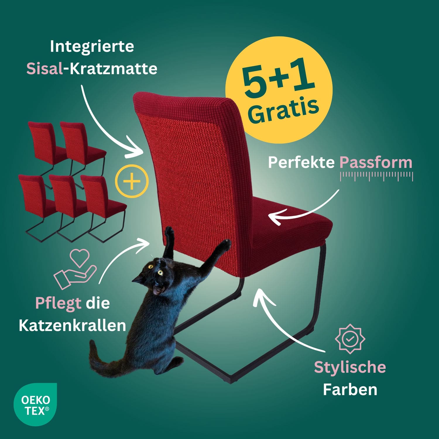 5+1 Gratis: Stuhlhusse mit Sisal Kratzmatte