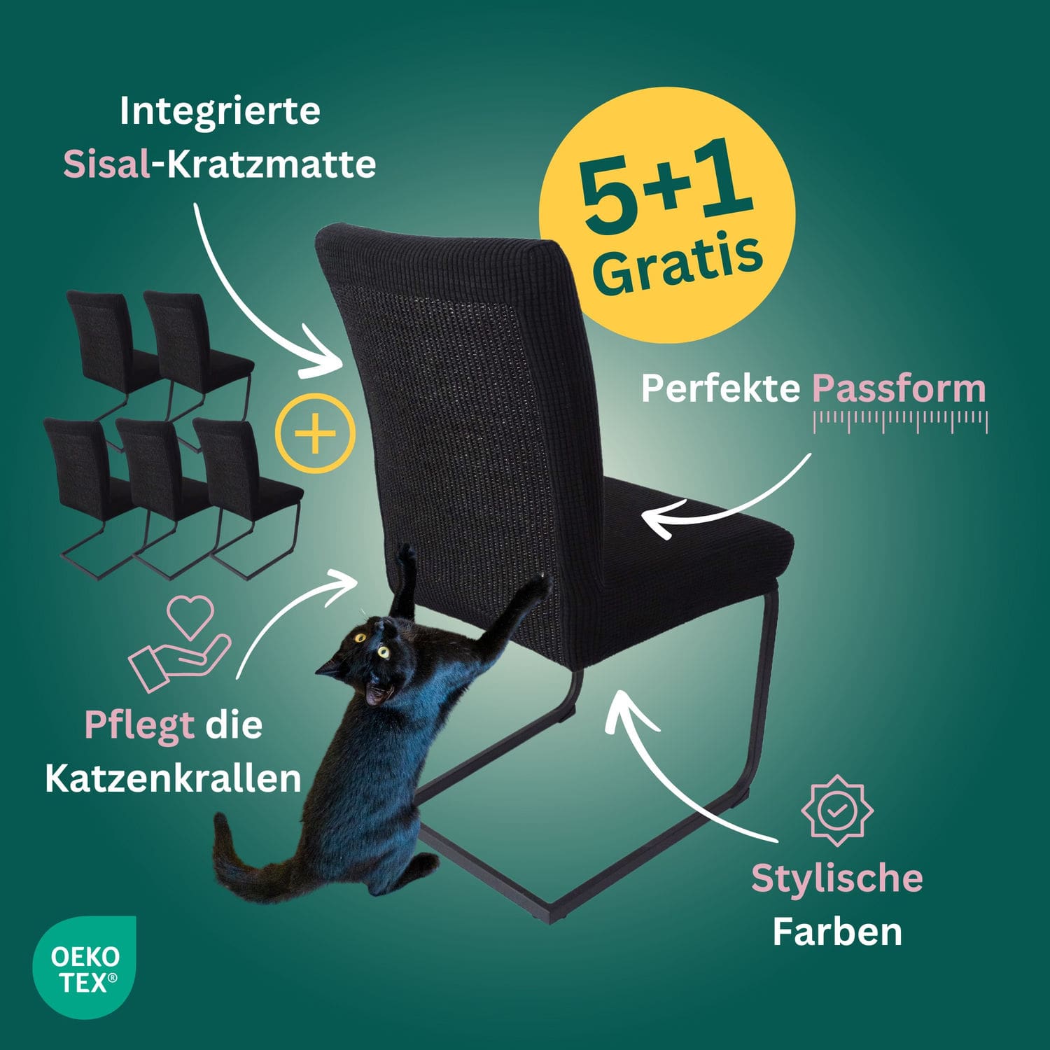 5+1 Gratis: Stuhlhusse mit Sisal Kratzmatte