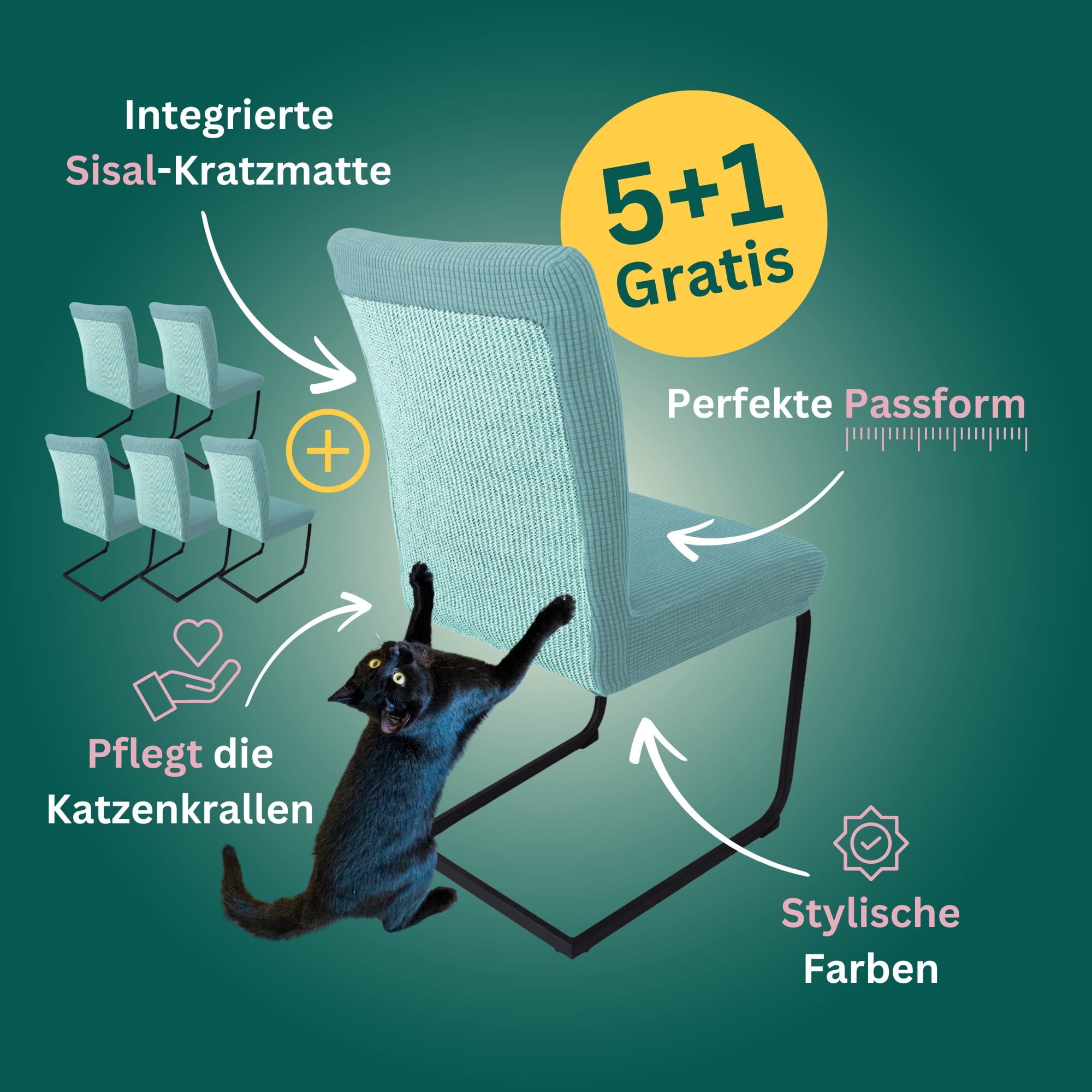 5+1 Gratis: Stuhlhusse mit Sisal Kratzmatte