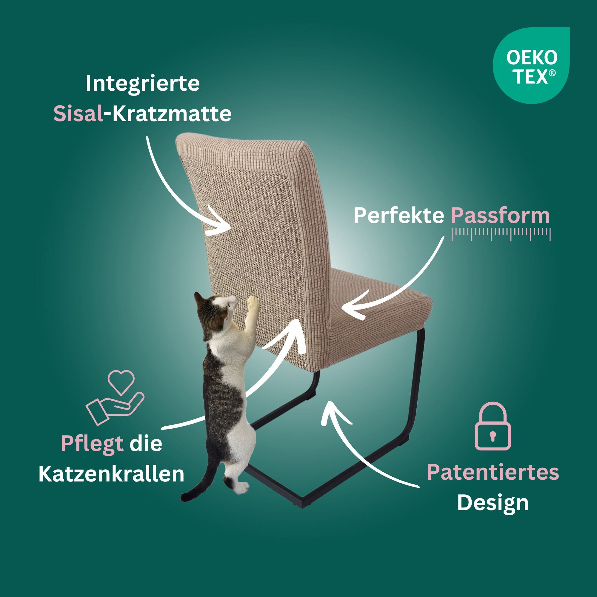 Premium Stuhlhusse mit integrierter Sisal Kratzmatte